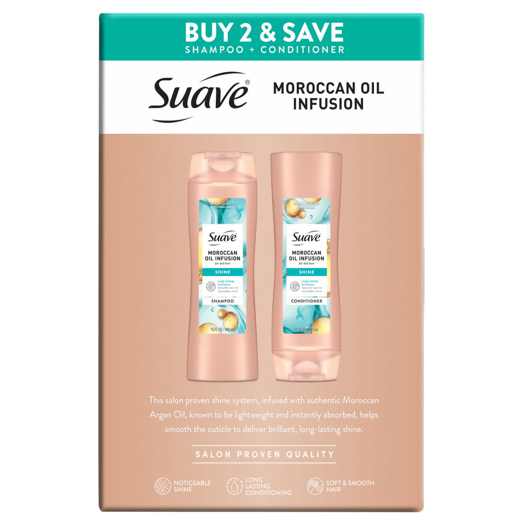 Suave Moroccan Oil Infusion Shampoo & Conditioner Value Pack 15 fl oz ea