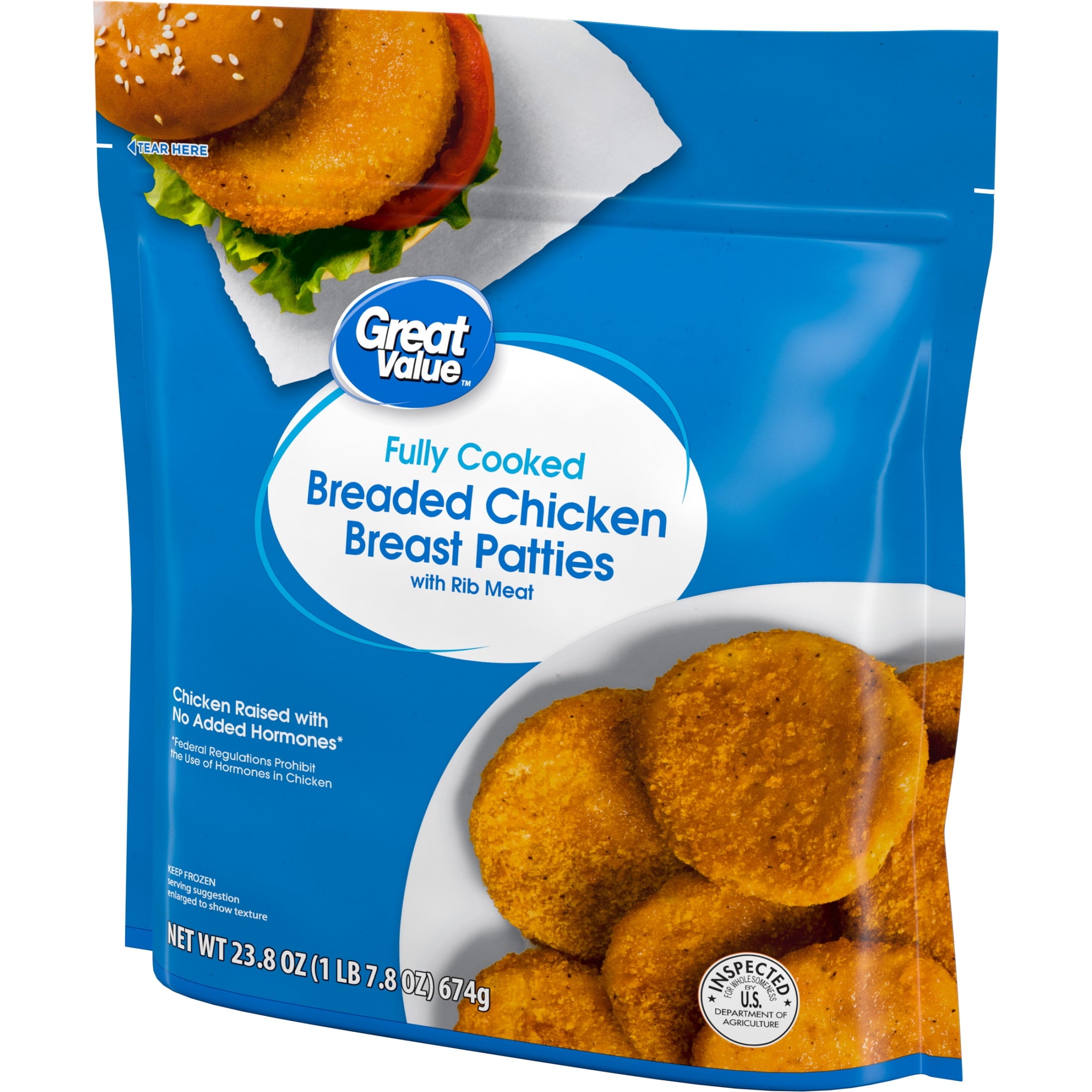 Great Value Breaded Chicken Patties Original Frozen 23.8 Oz 9 Count