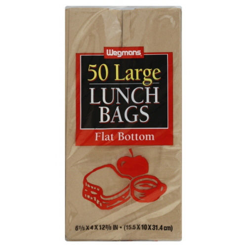 Wegmans Large Lunch Bags Flat Bottom 50 Count
