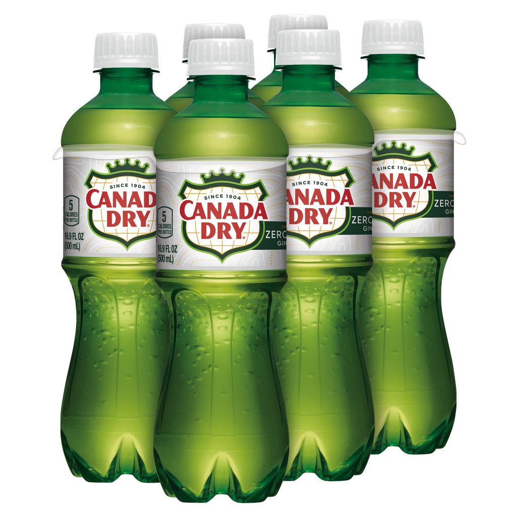 Canada Dry Caffeine Free Zero Sugar Ginger Ale Soda Pop Bottles 16.9 Fl Oz 6 Pack