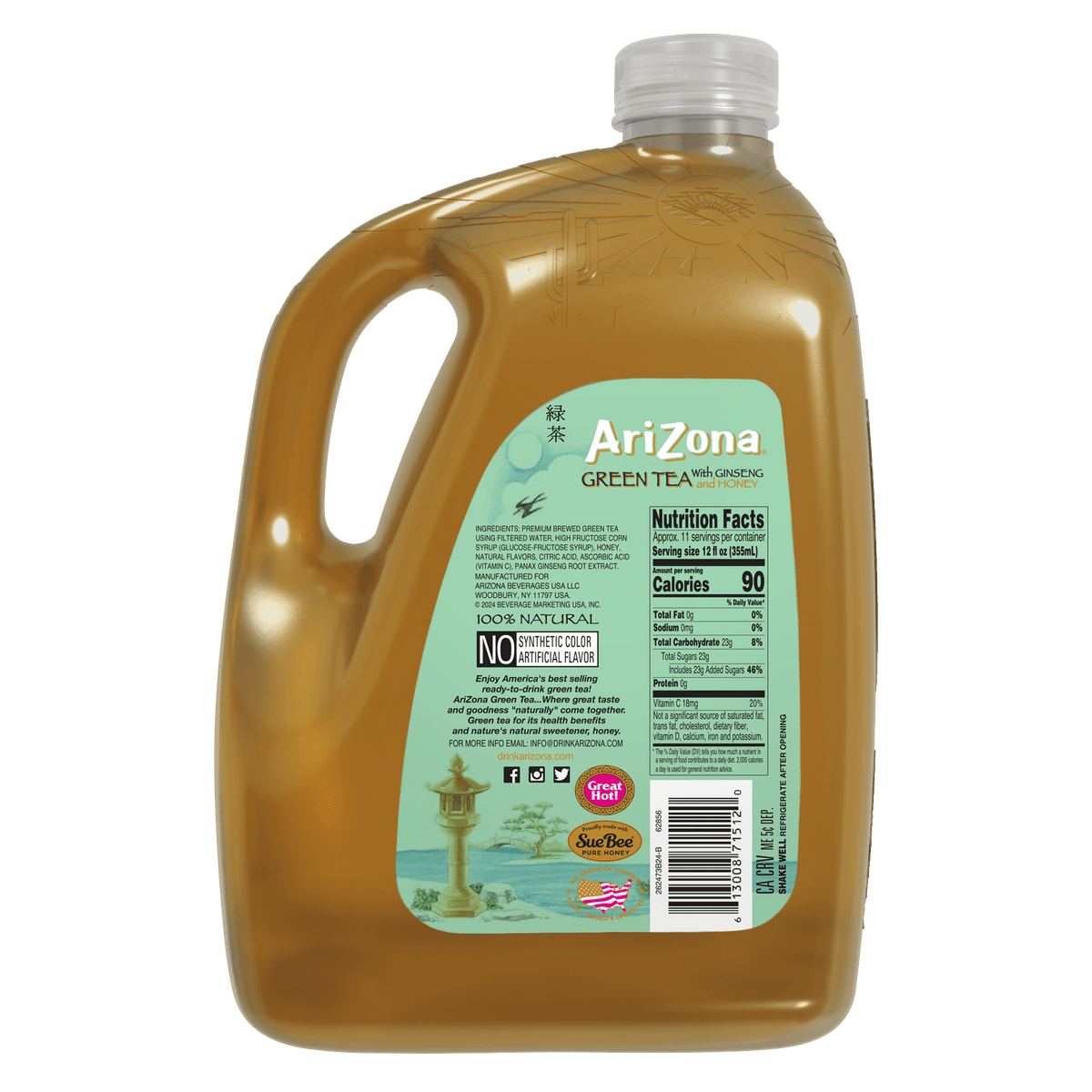 AriZona Green Tea with Ginseng and Honey Naturally Caffeinated 128 fl oz