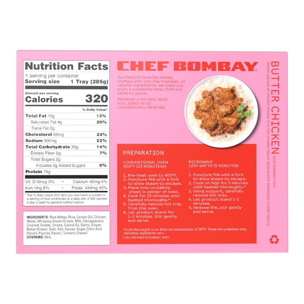 Chef Bombay Butter Chicken with Basmati Rice Frozen Meal 10 Oz