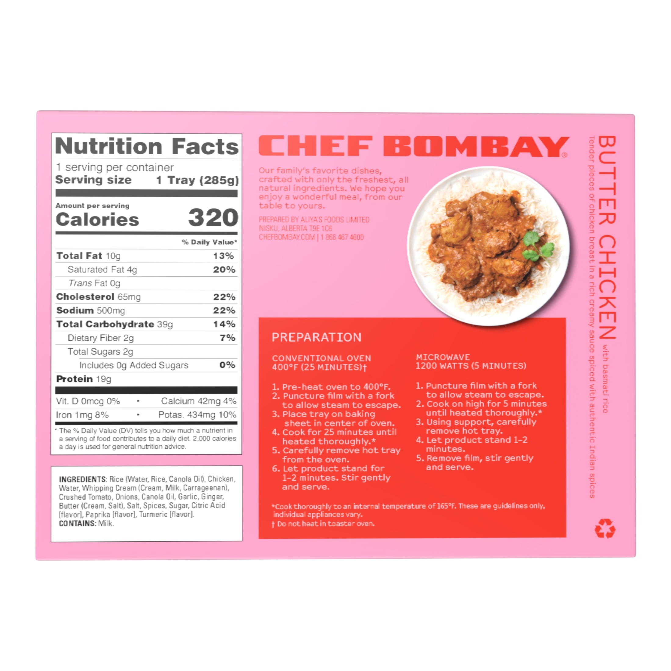 Chef Bombay Butter Chicken with Basmati Rice Frozen Meal 10 Oz