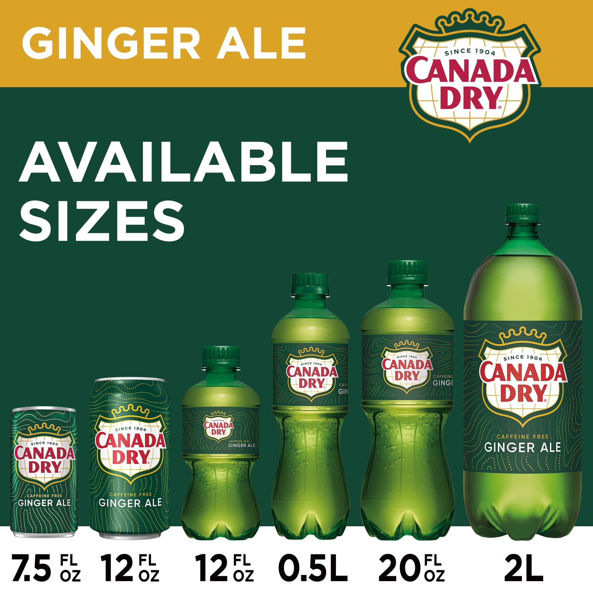 Canada Dry Caffeine Free Ginger Ale Soda Pop Bottle 2 L