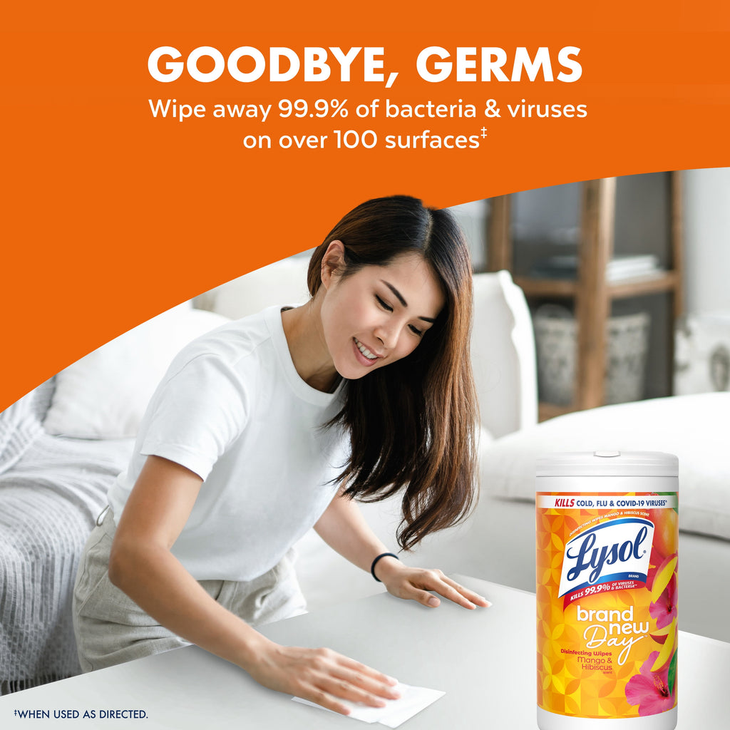 Lysol Disinfecting Wipes Mango & Hibiscus Scent 80 Count