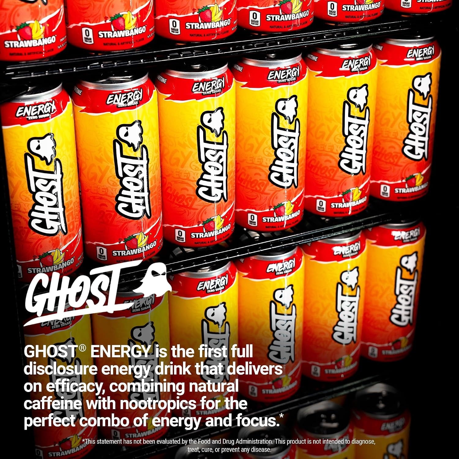 GHOST Energy Zero Sugars Energy Drink Strawbango 16 fl oz Single Can