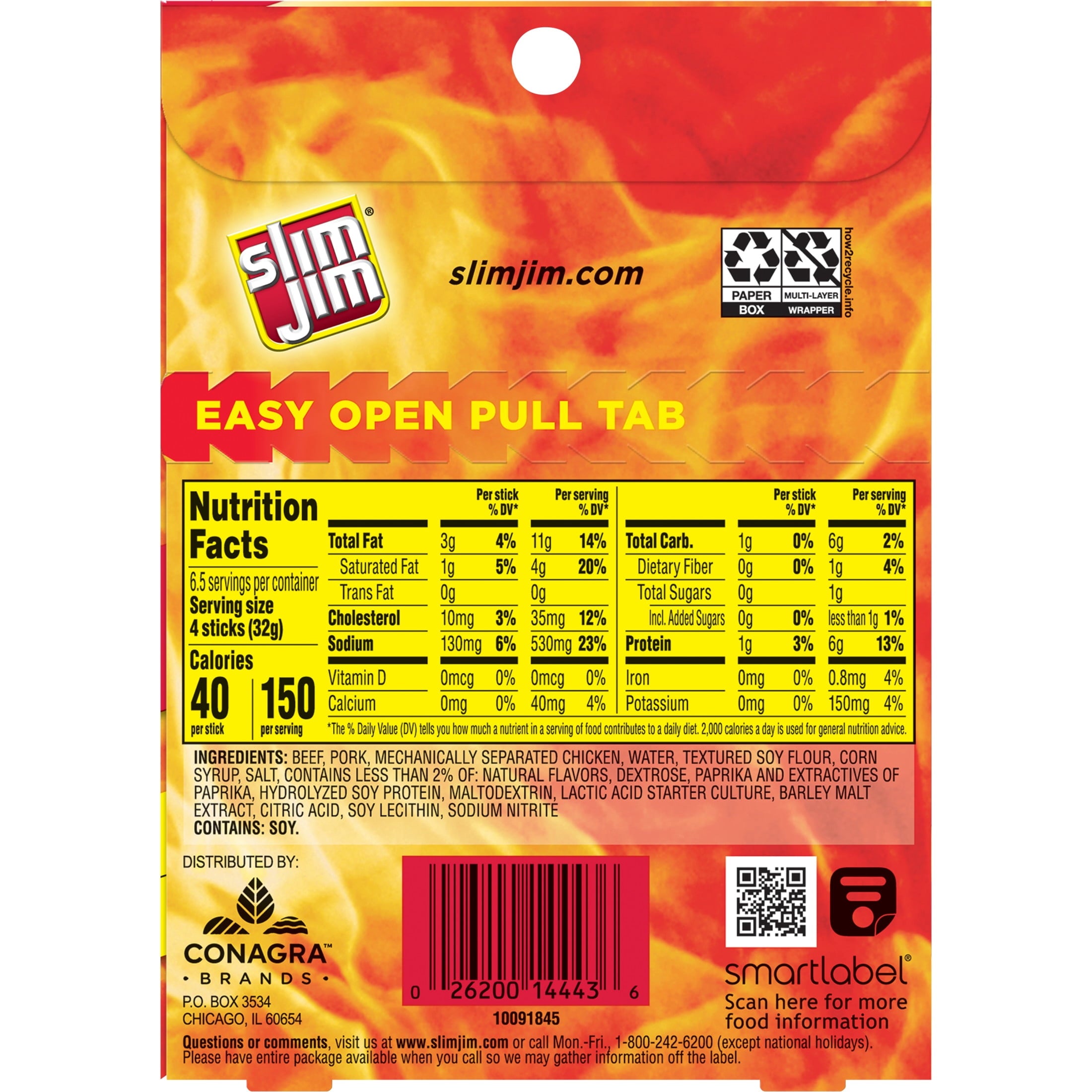 Original Flavor Smoked Meat Sticks 7.28 Oz 26 Count Slim Jim