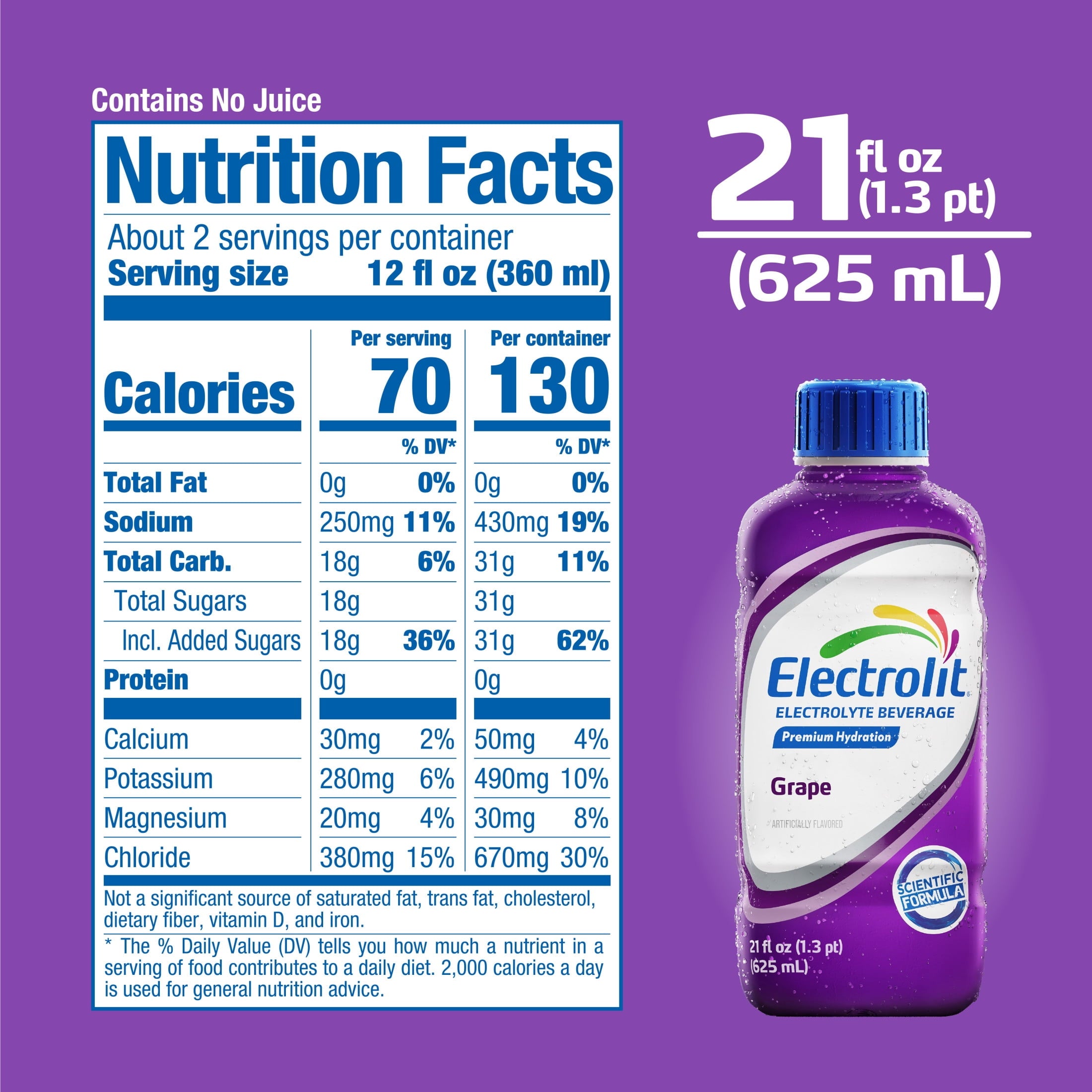 Electrolit Grape Electrolyte Hydration Beverage 21 fl oz