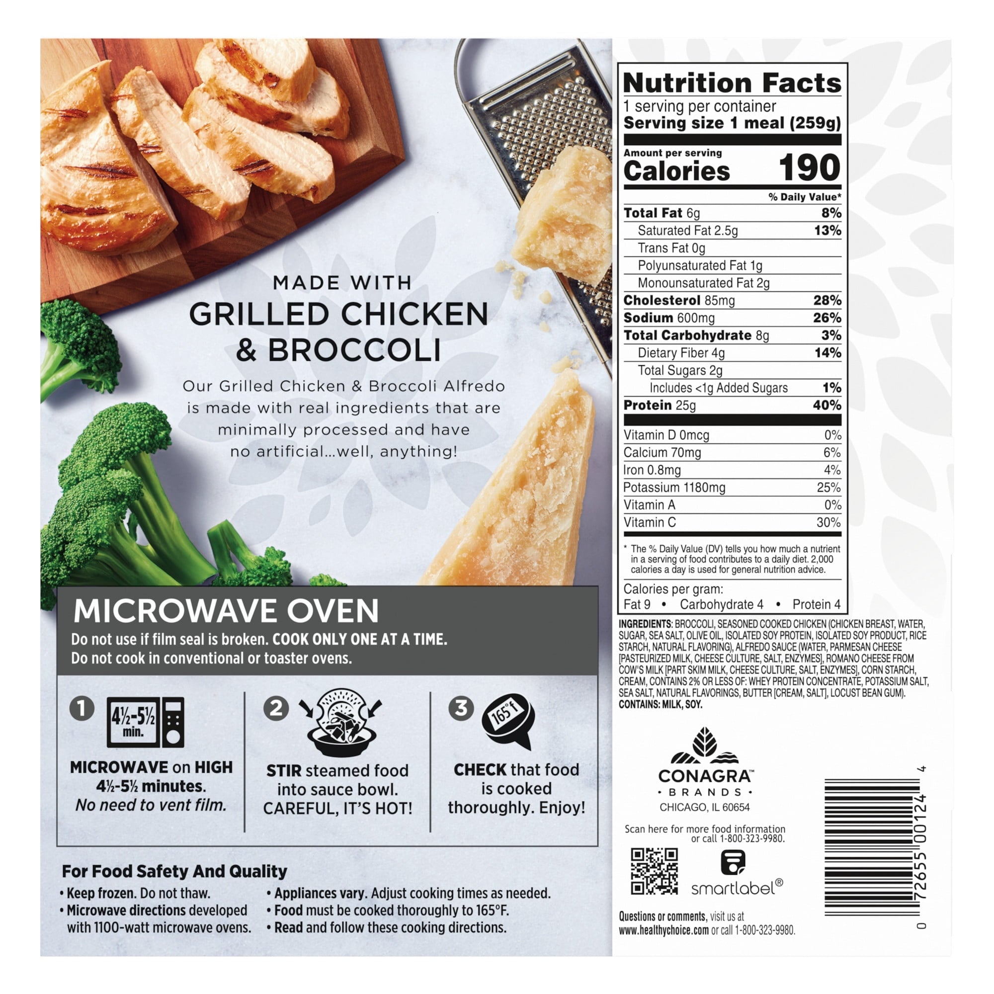 Healthy Choice Simply Steamers Grilled Chicken & Broccoli Alfredo Frozen Meal 9.15 Oz