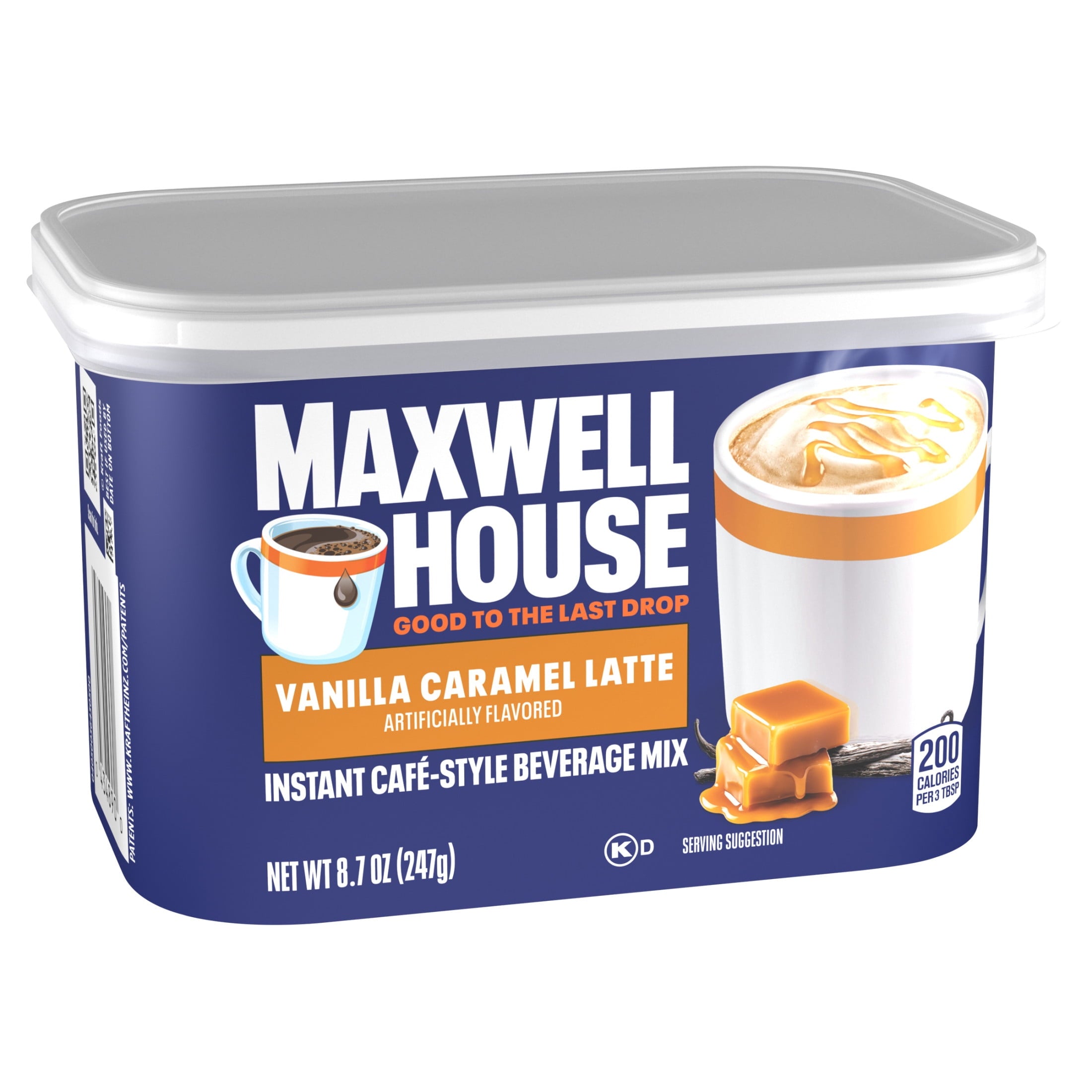 Maxwell House International Vanilla Caramel Latte Naturally Caffeinated Light Instant Coffee Mix 8.7 oz Canister