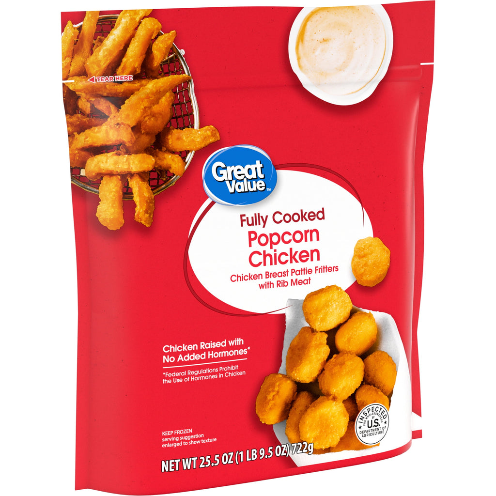 Great Value Fully Cooked Breaded Popcorn Chicken Frozen 25.5 Oz