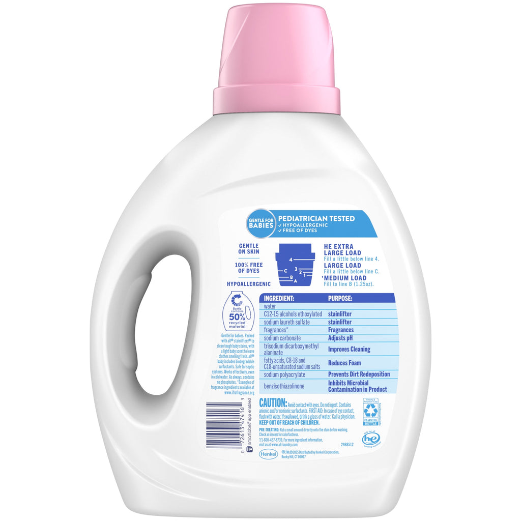 all Baby Liquid Laundry Detergent Hypoallergenic Gentle on Sensitive Skin 73 oz 58 Loads