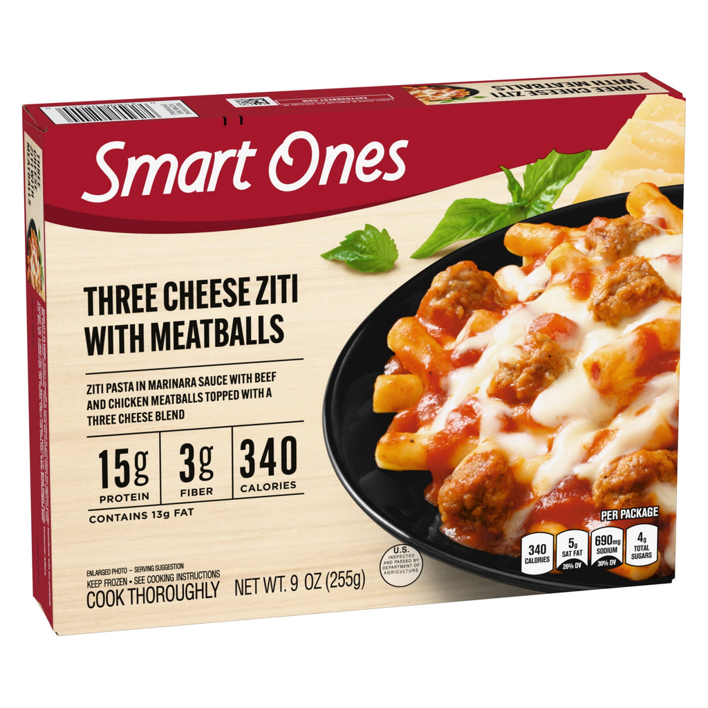 Smart Ones Three Cheese Ziti With Meatballs Frozen Meal 9 Oz