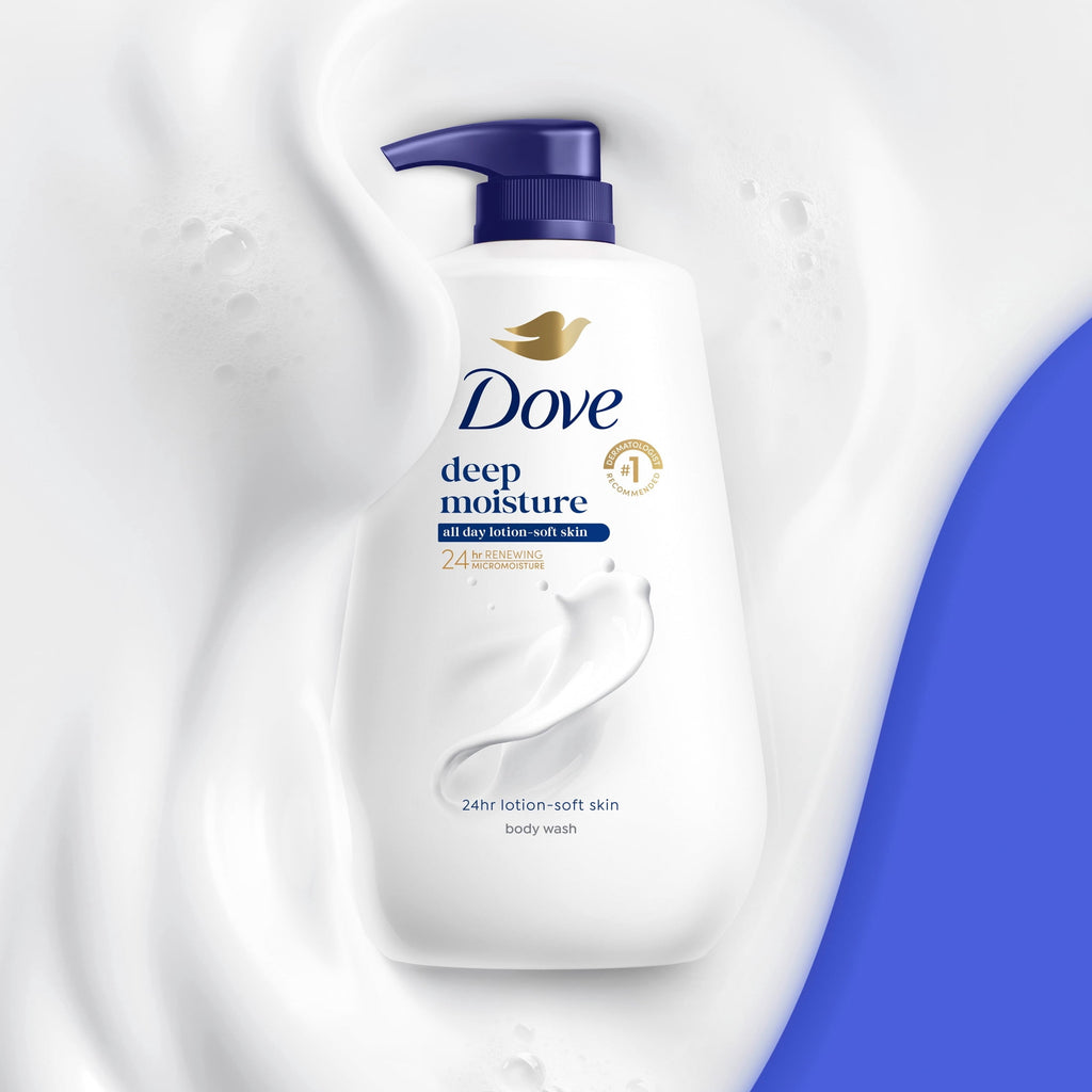 Dove Deep Moisture Body Wash 24hr Lotion-Soft Skin Moisturizing Cleanser 30.6 fl oz