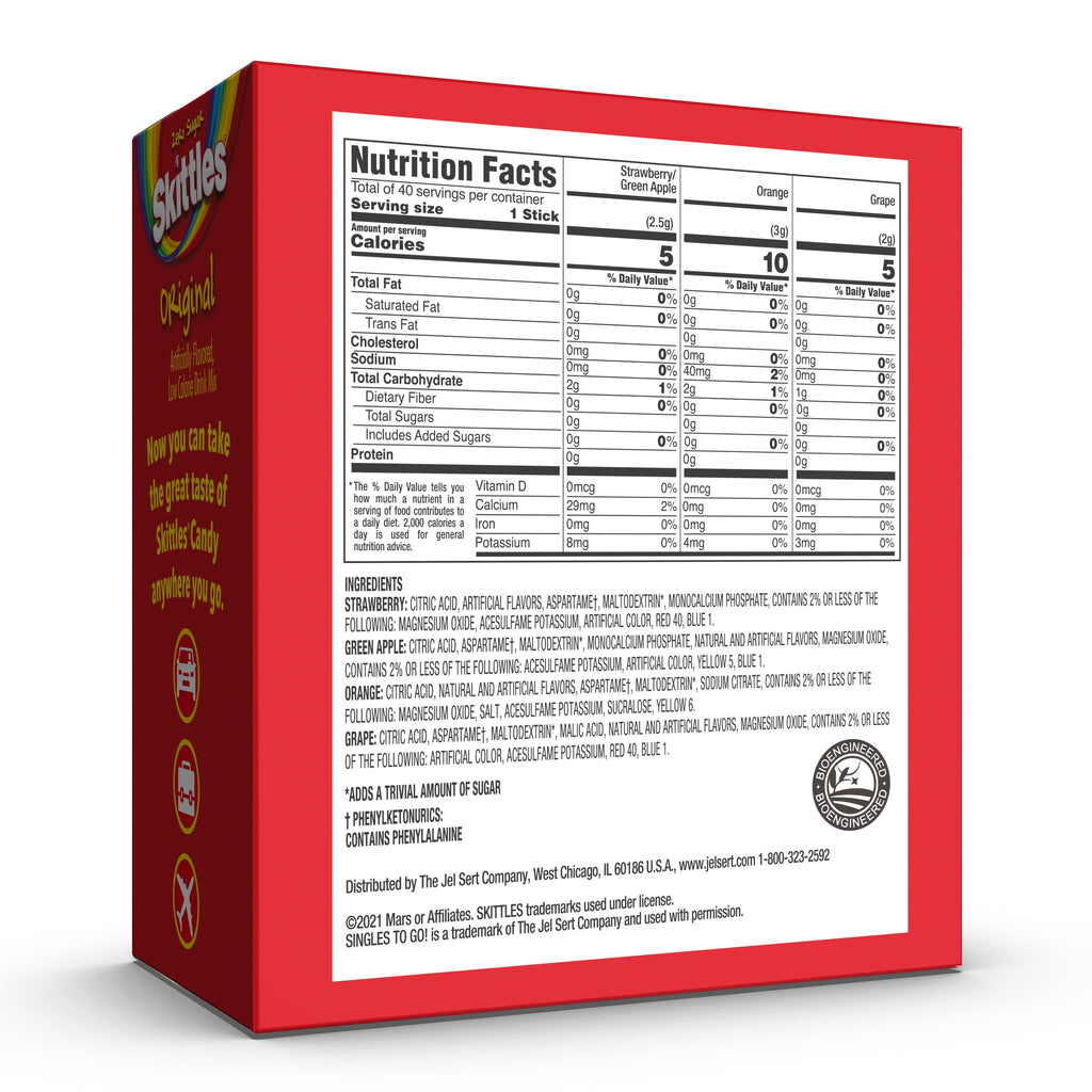 Skittles Zero Sugar Variety Pack Singles-to-Go Powdered Drink Mix 30 Count