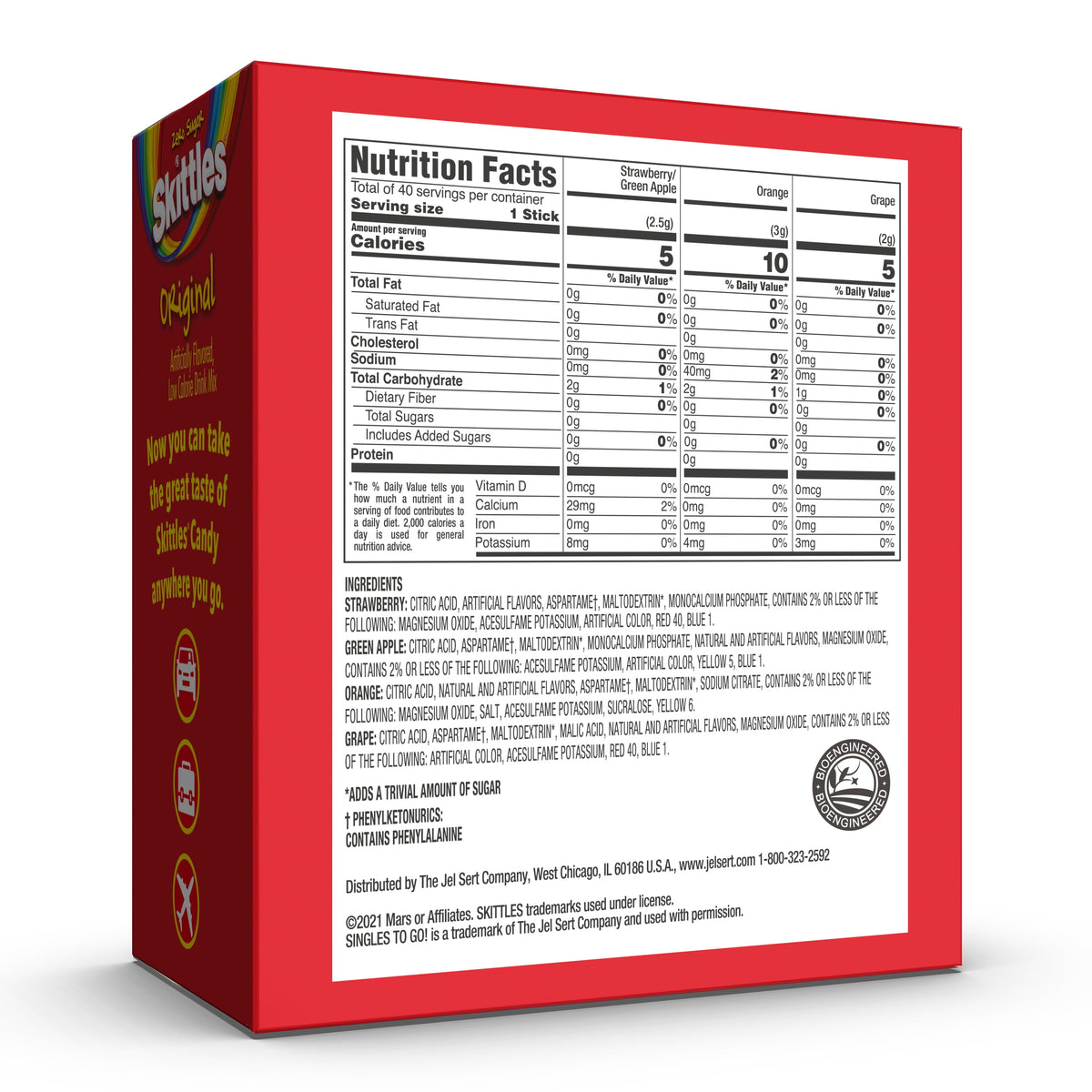 Skittles Zero Sugar Variety Pack Singles-to-Go Powdered Drink Mix 30 Count