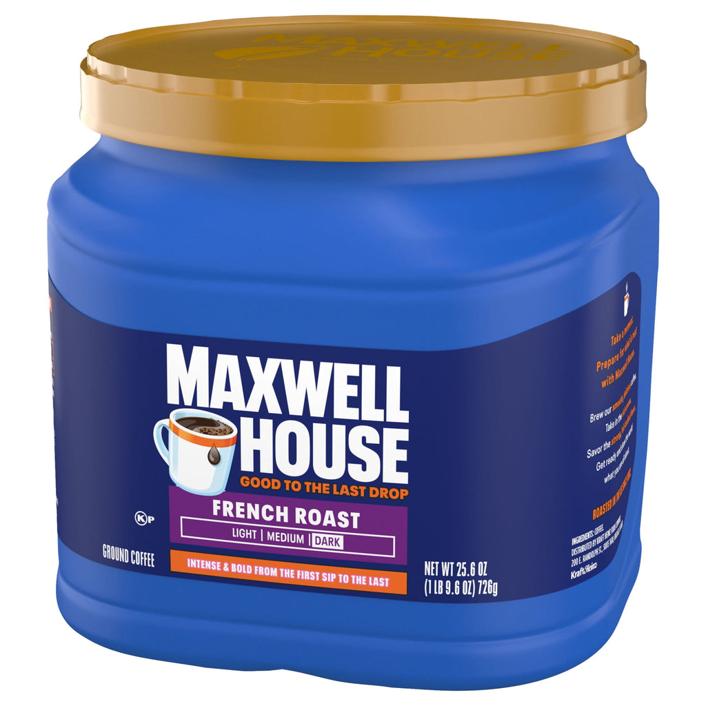 Maxwell House French Roast Naturally Caffeinated Dark Roast Ground Coffee 25.6 oz Canister