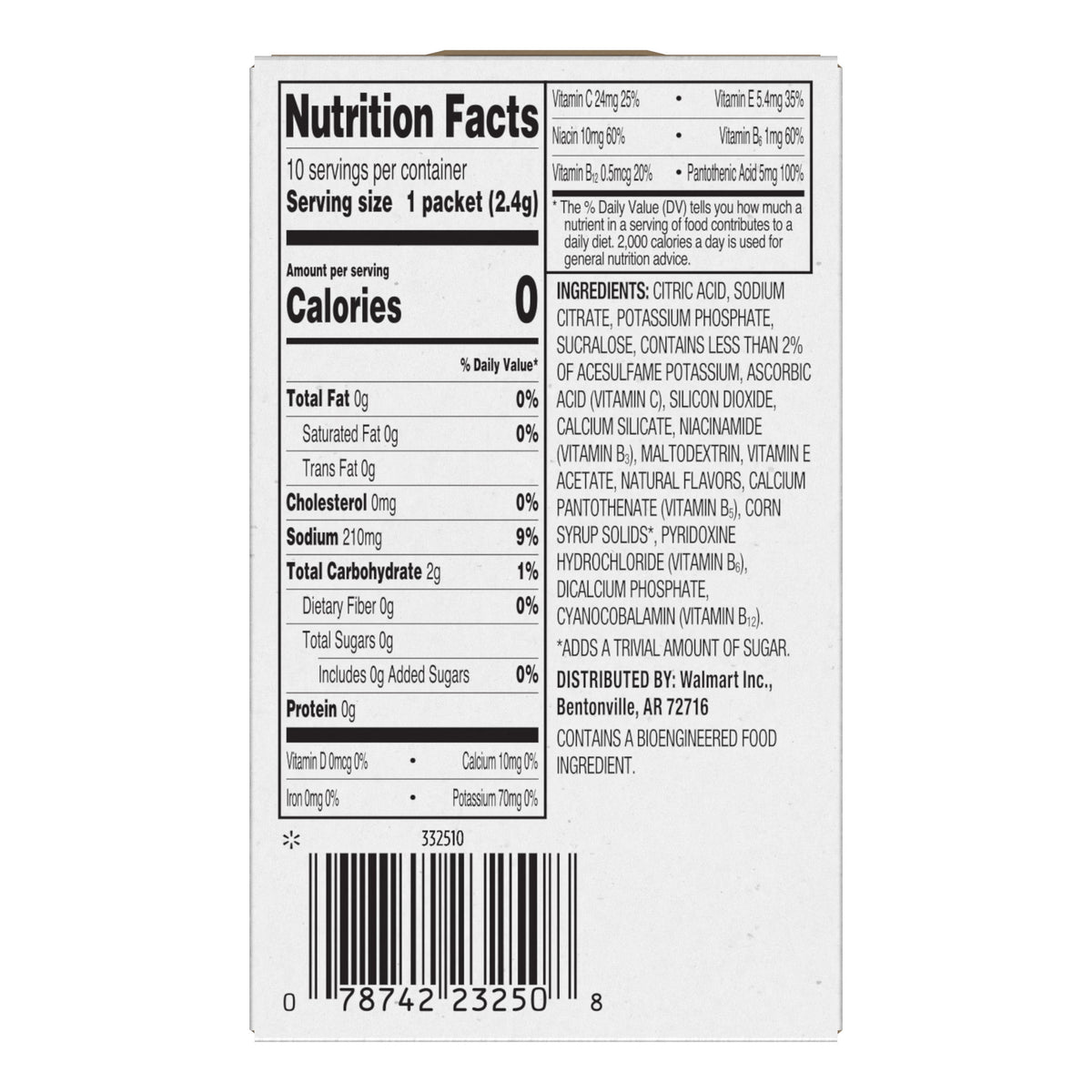 Great Value Sugar-Free Electrolyte Mixed Berries Liquid Drink Mix 0.85 oz 10 Count