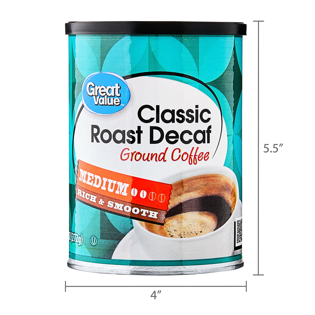 Great Value Naturally Decaffeinated Classic Medium Roast Ground Coffee 9.6 oz Canister