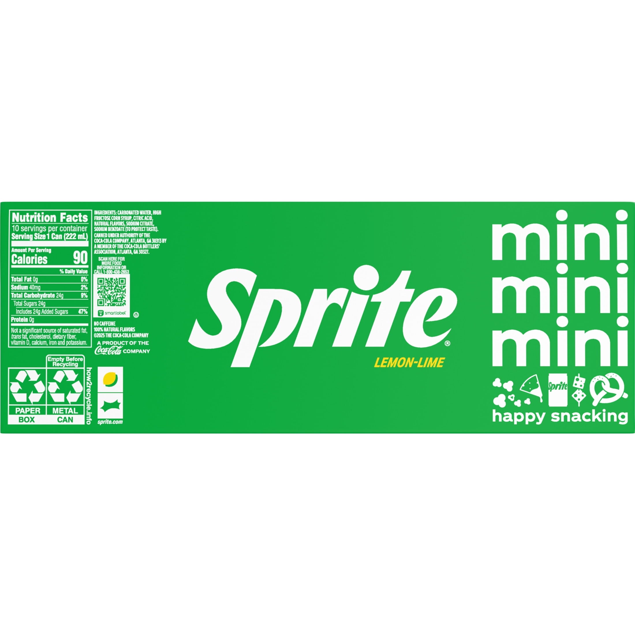 Sprite Lemon-Lime Caffeine Free Soda Pop Fridge Pack Mini Cans 7.5 Fl Oz 10 Pack