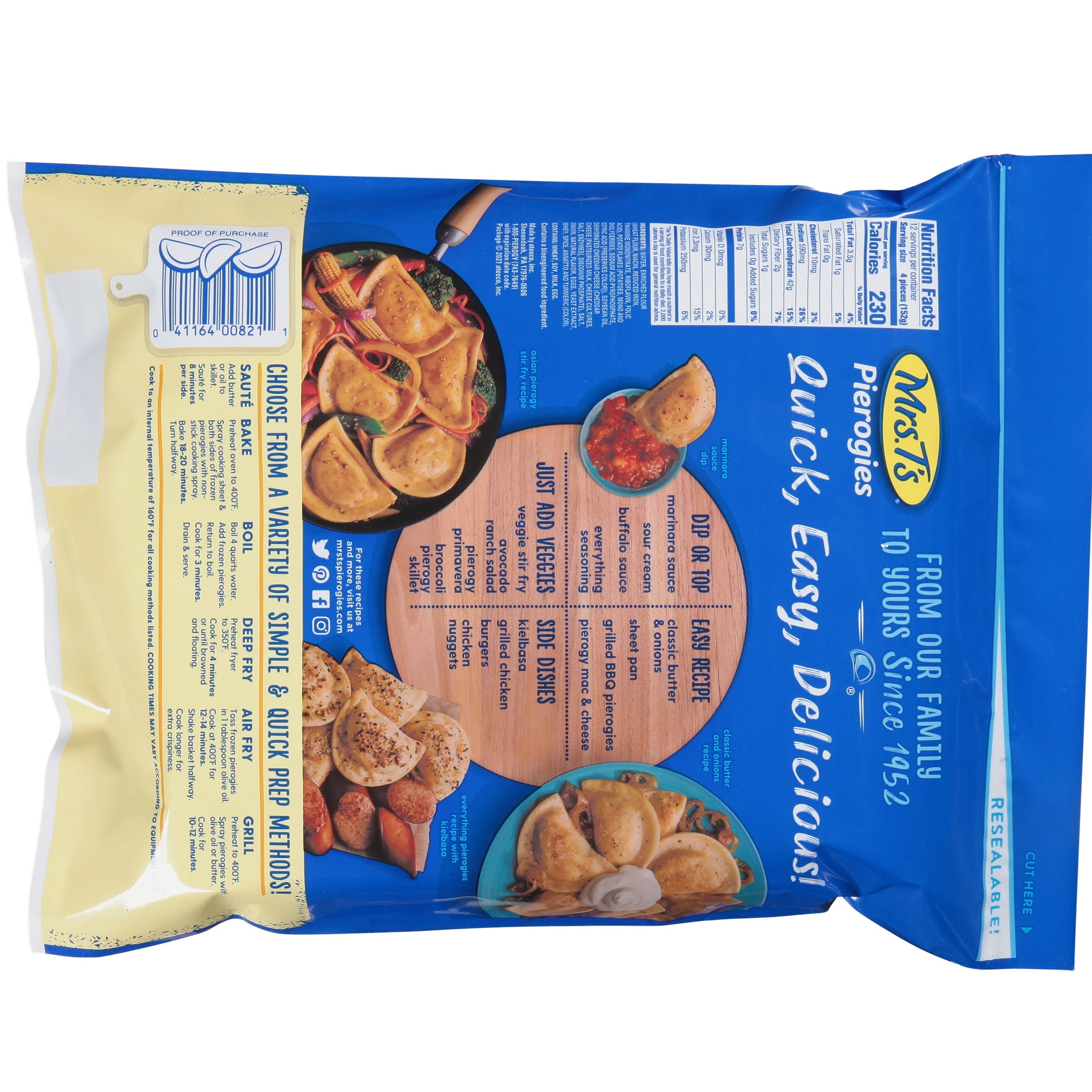 Mrs. T's Classic Cheddar Pierogies Frozen 48 Ct 4 Lb