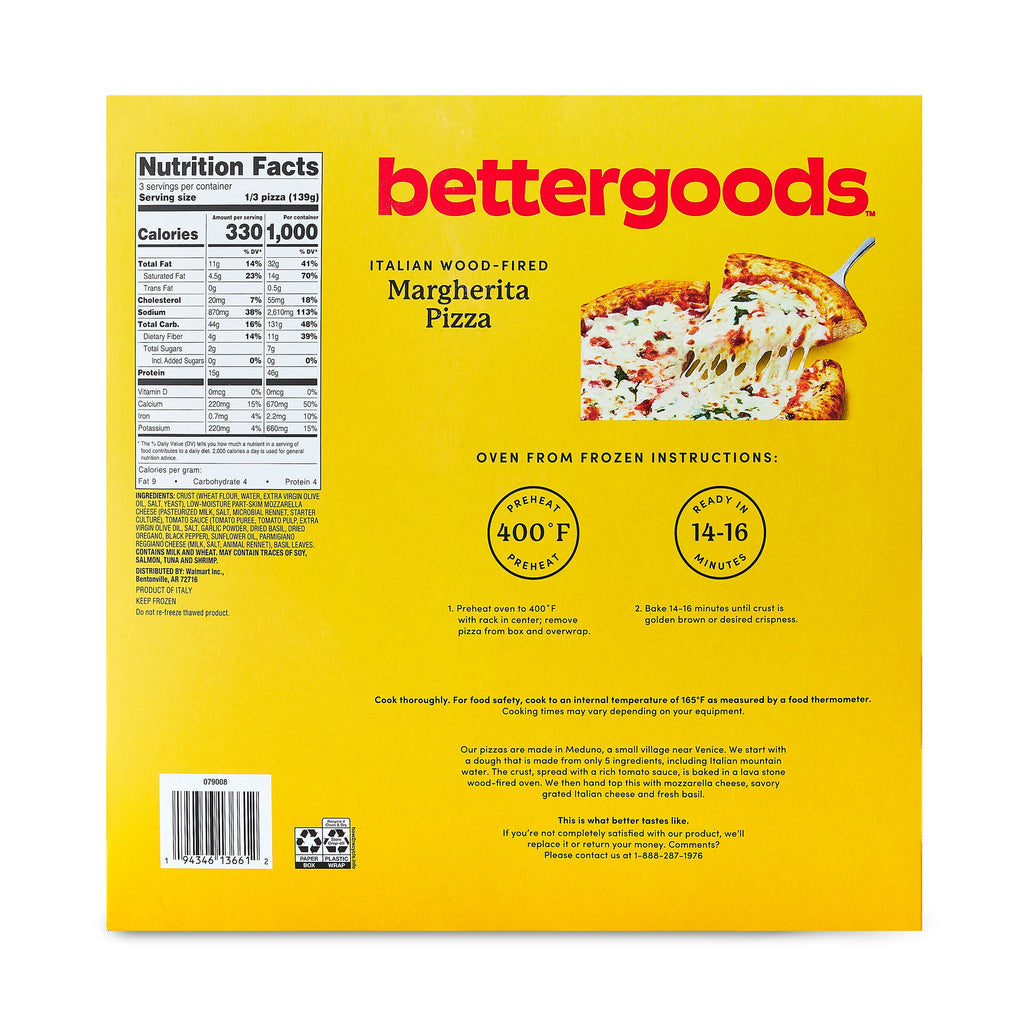 Bettergoods Italian Wood-Fired Margherita Frozen Pizza 14.6 Oz