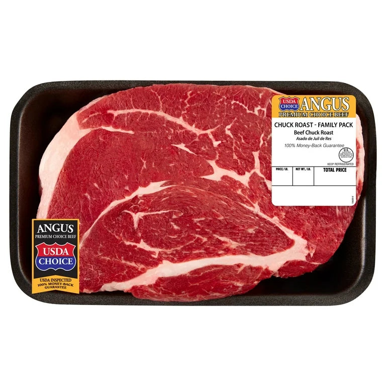 Chuck Roast, Choice Angus Beef, Tray, Family Pack, Fresh, 3.25 - 4.25 lb