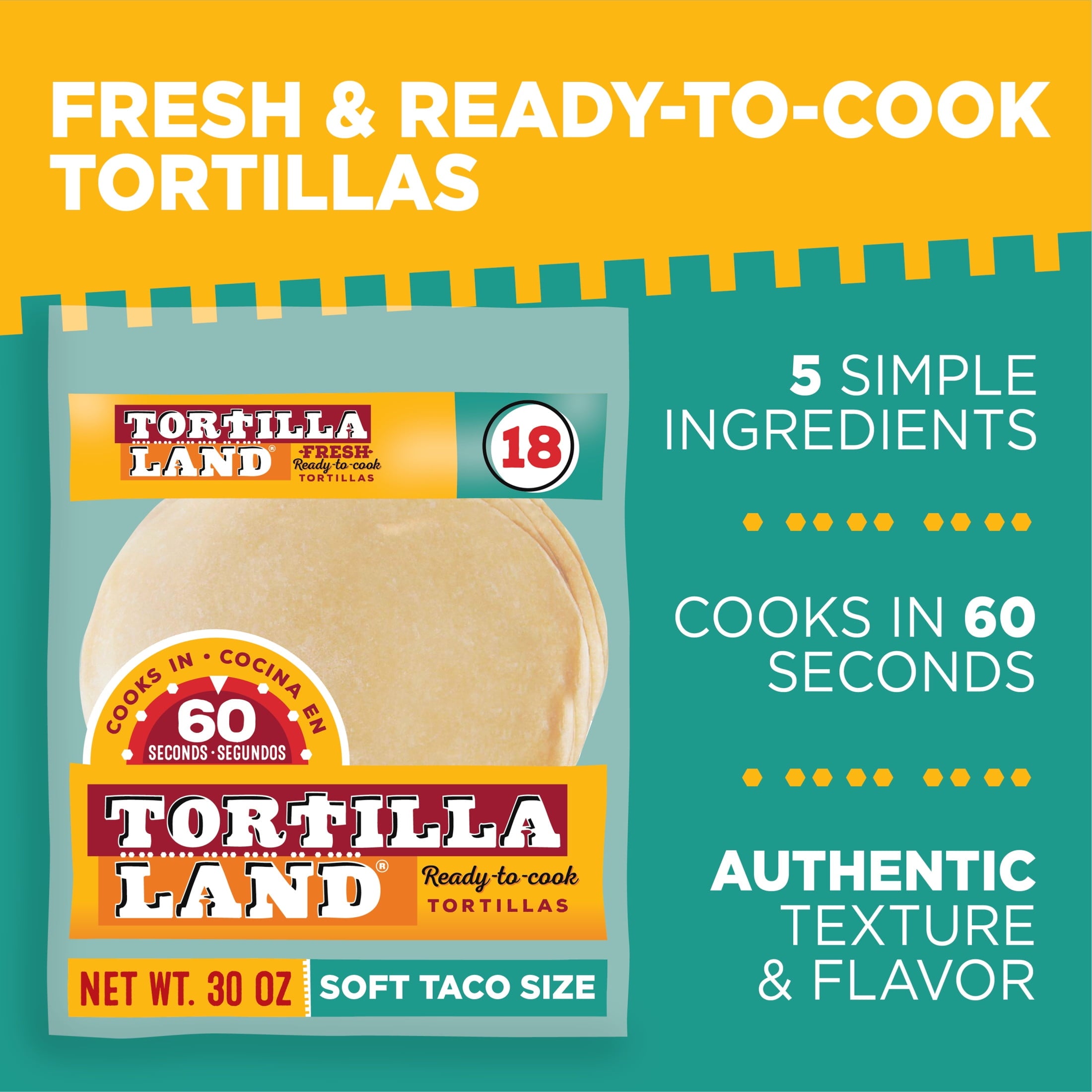 Ready to Cook Soft Taco Size Flour Tortillas 30 Oz 18 Count TortillaLand