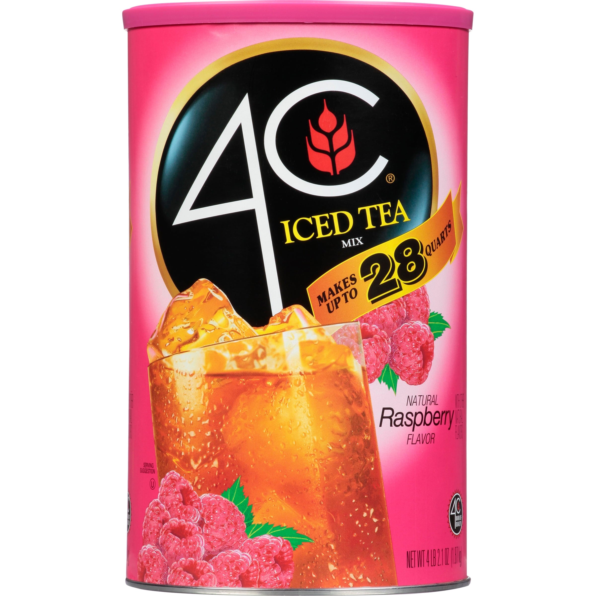 4C Raspberry Naturally Caffeinated Instant Iced Tea Mix 66.1 oz Canister