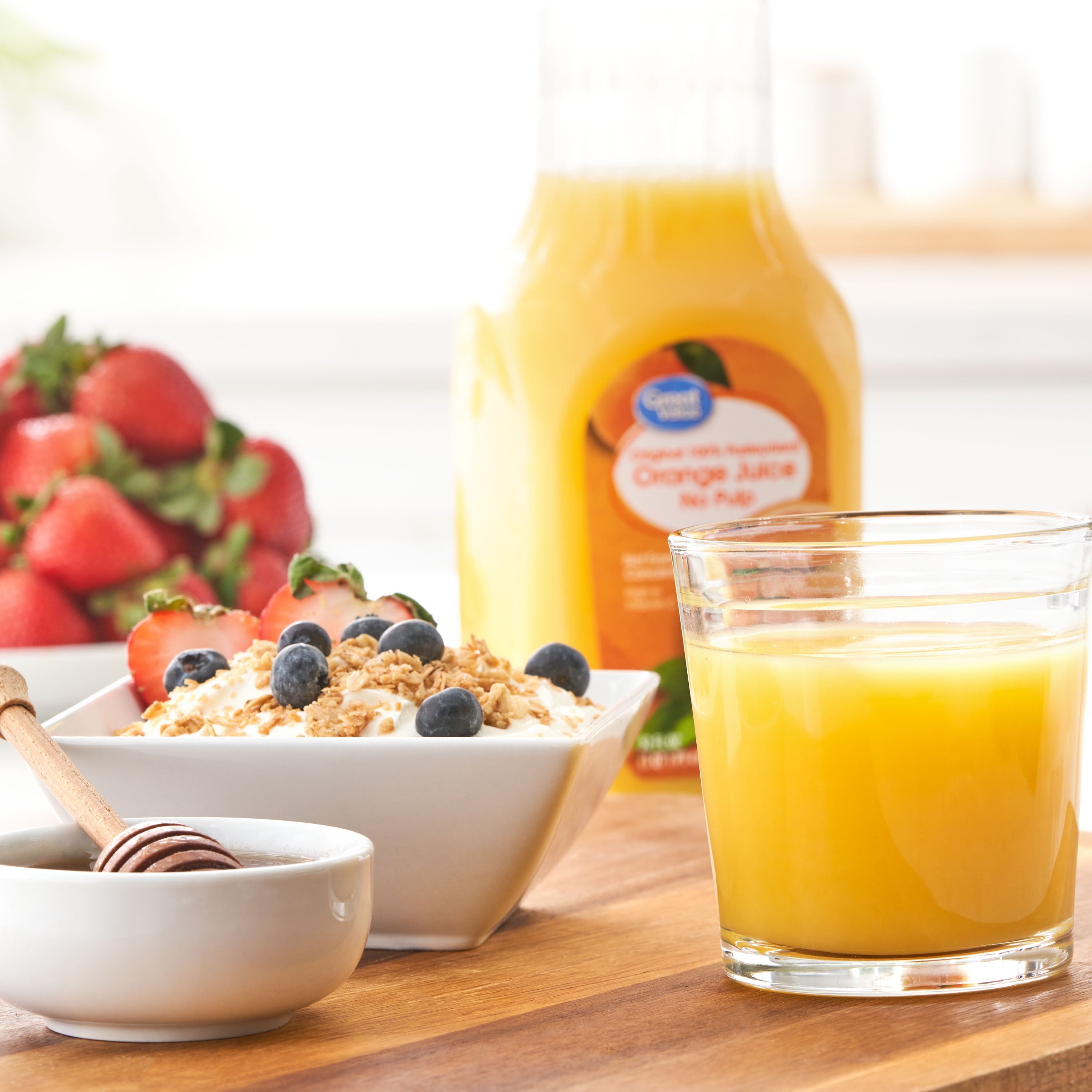 Great Value 100% Pasteurized Orange Juice No Pulp 52 fl oz