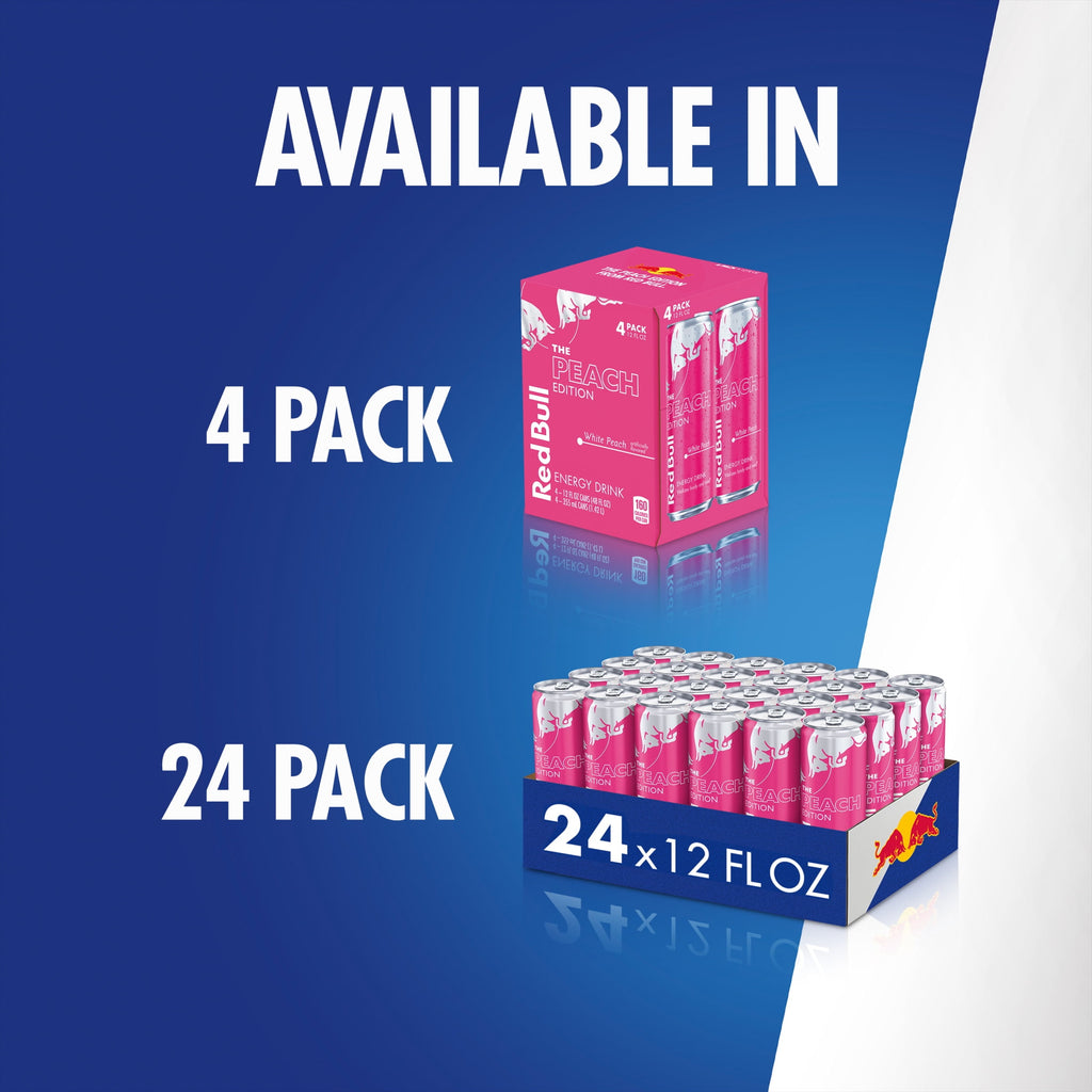 Red Bull Peach Edition Energy Drink 12 fl oz 4 Pack Cans