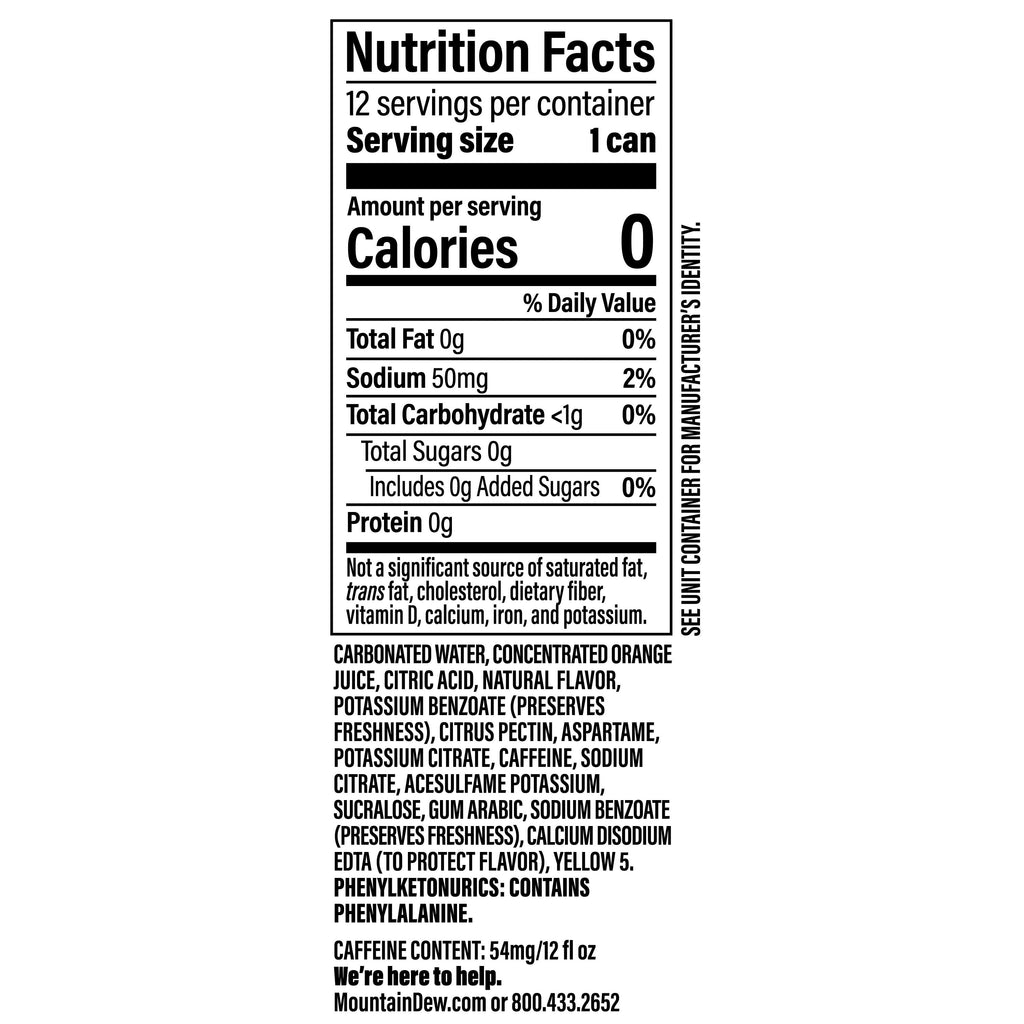 Mountain Dew Diet Citrus Soda Pop Cans 12 Fl Oz 12 Pack
