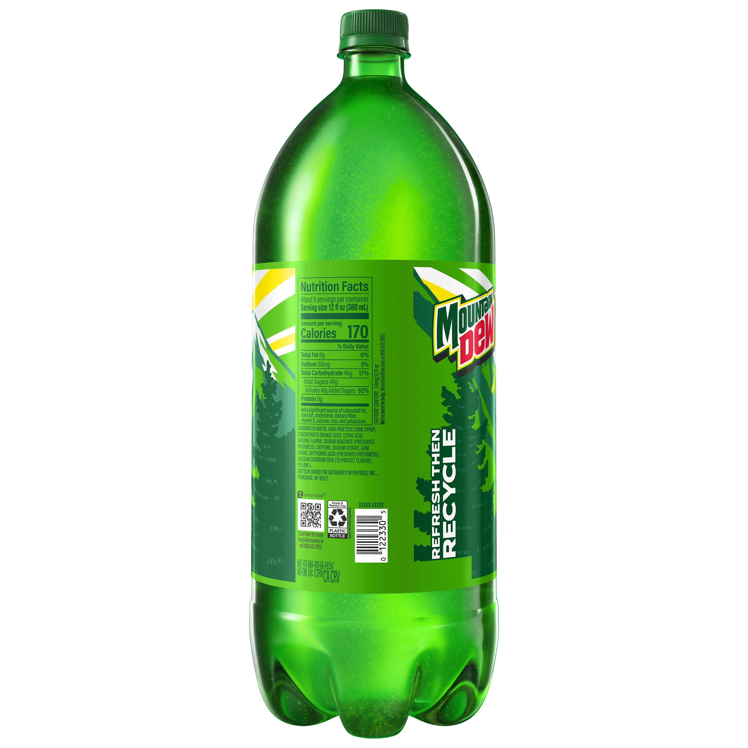 Mountain Dew Citrus Soda Pop Bottle 2 Liters