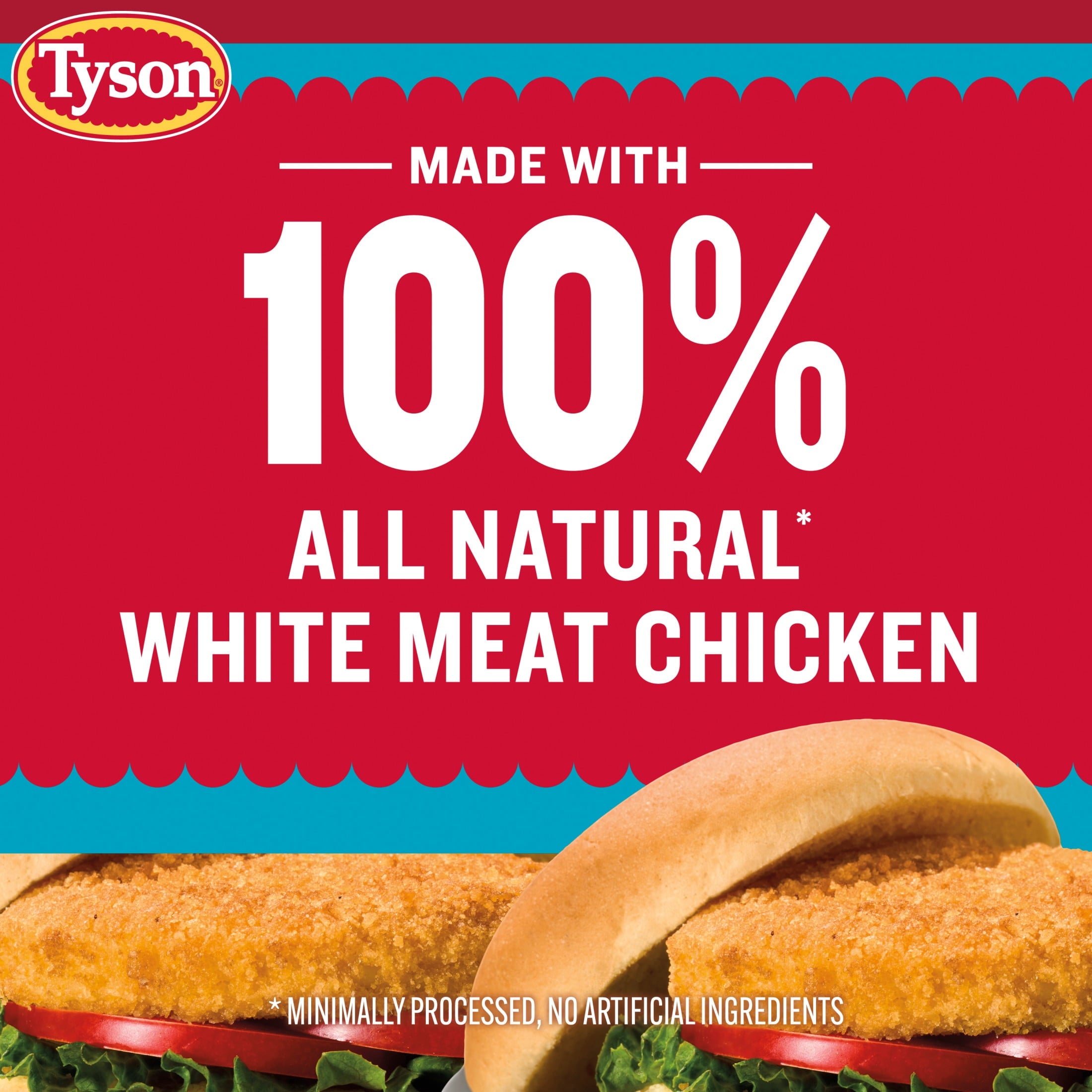 Tyson White Meat Chicken Patties Original Frozen 23 Oz 9 Count
