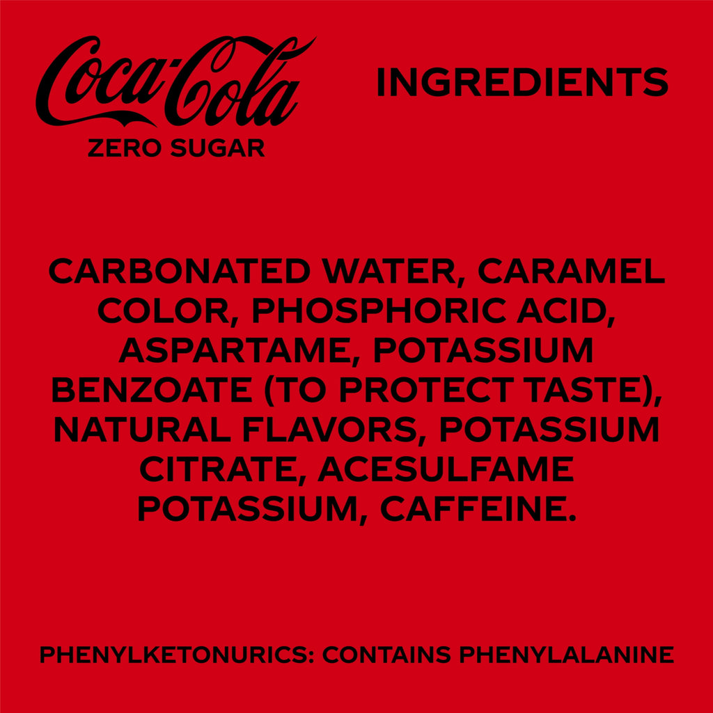 Zero Sugar Soda Pop Cans 12 Fl Oz 24 Pack Coca-Cola