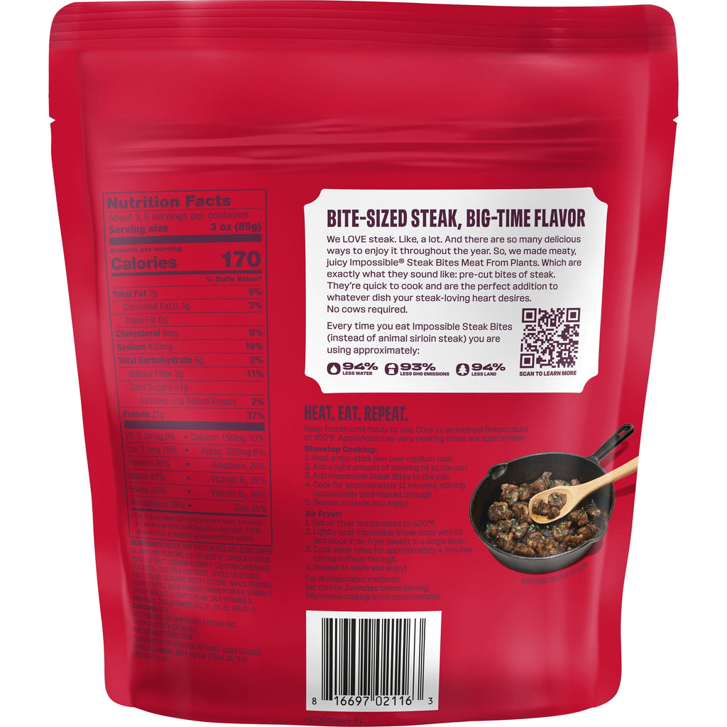 Impossible Steak Bites Plant Based Frozen Fully Cooked 10 Oz