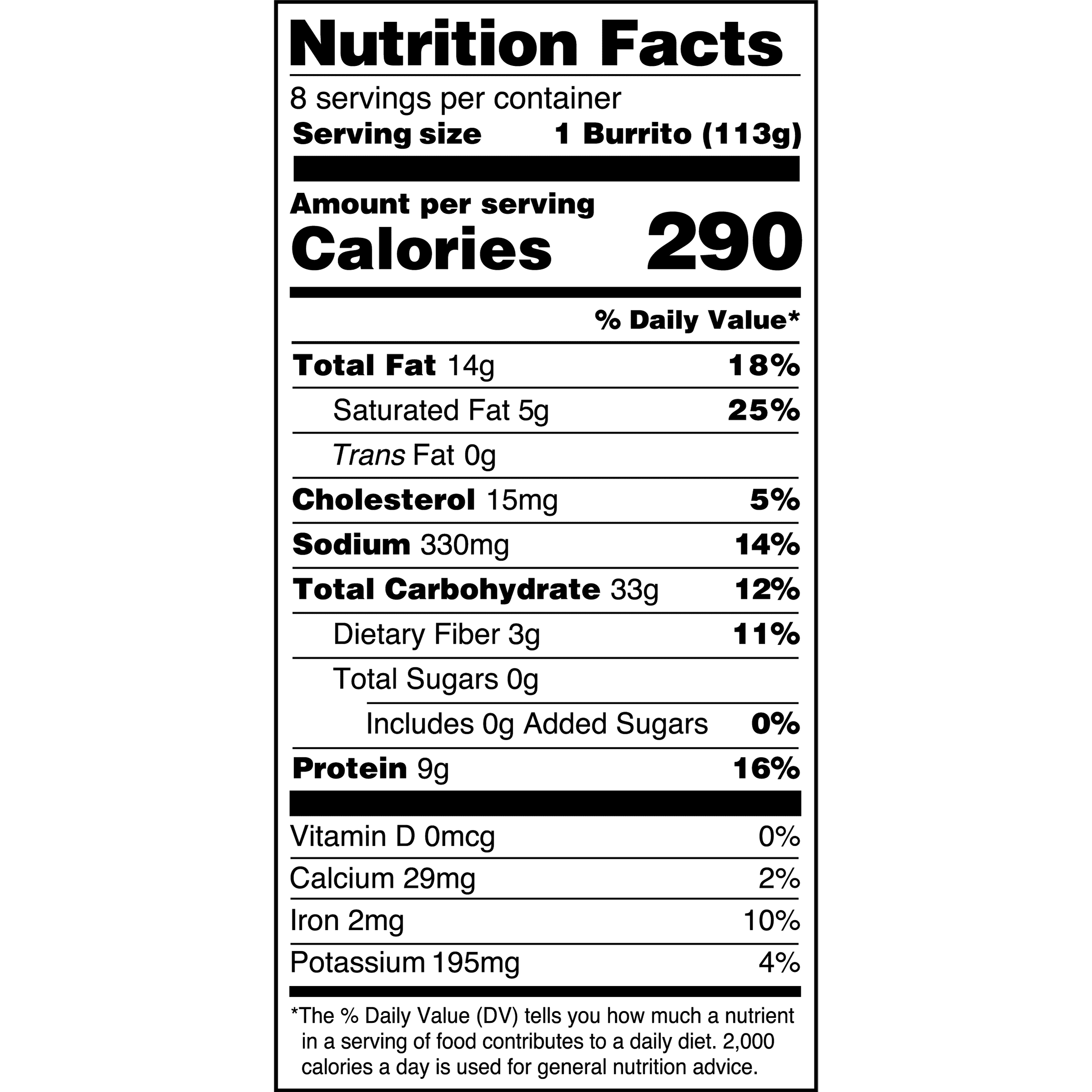 El Monterey Beef & Bean Burritos Frozen 32 Oz 8 Count