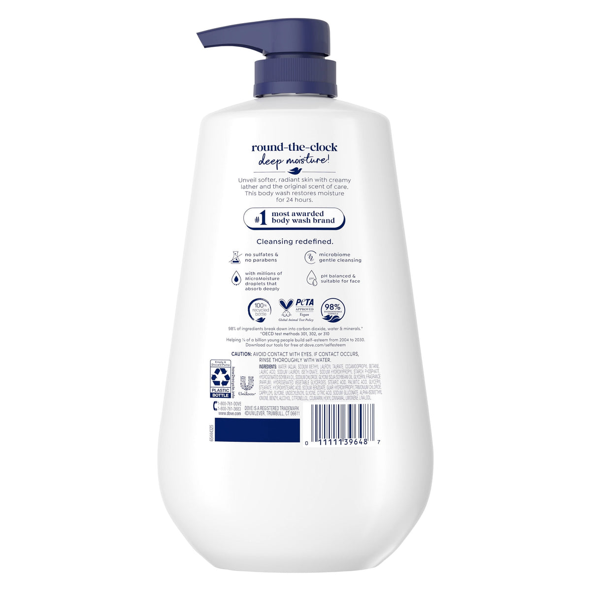 Dove Deep Moisture Body Wash 24hr Lotion-Soft Skin Moisturizing Cleanser 30.6 fl oz