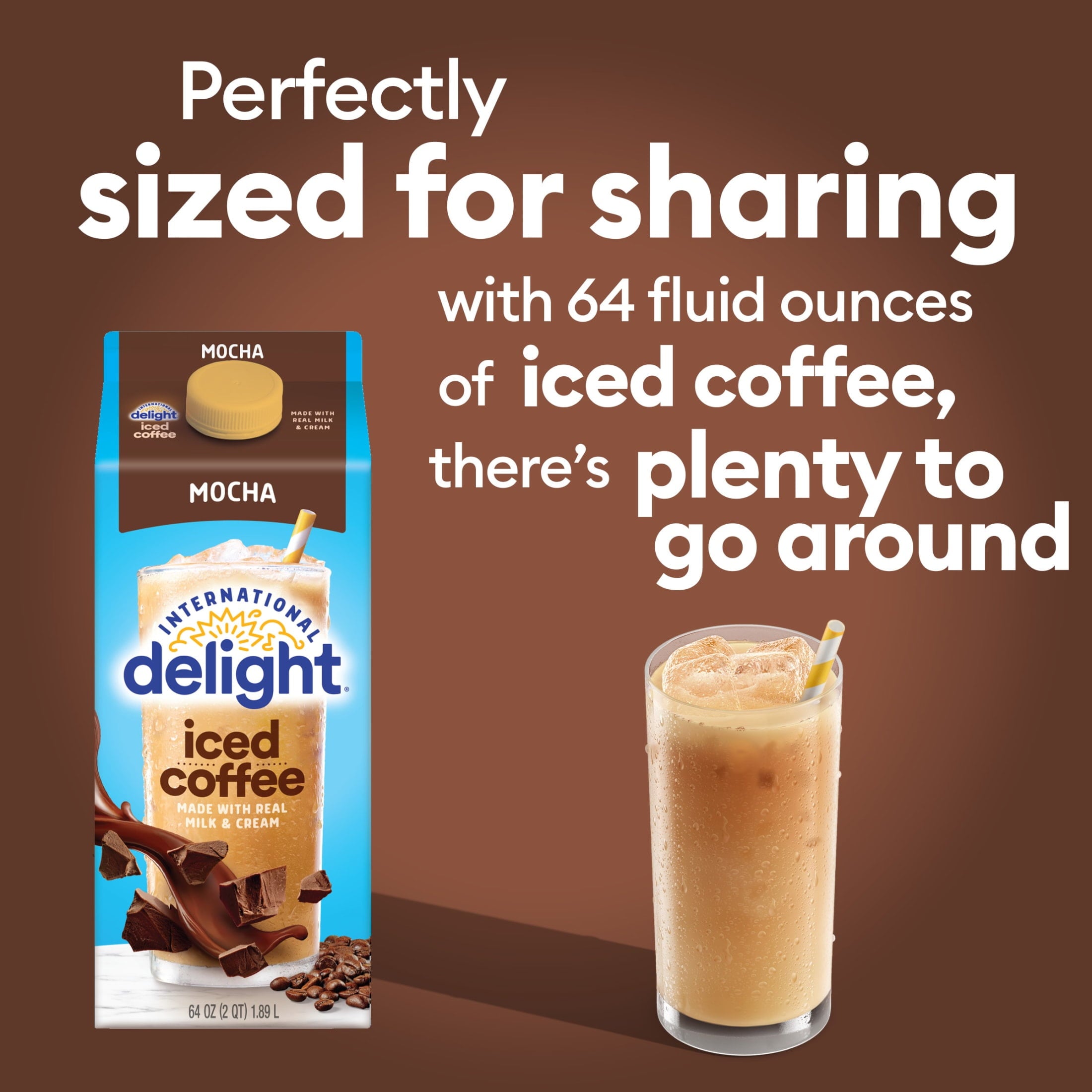 International Delight Mocha Naturally Caffeinated Light Roast Iced Coffee 64 fl oz Carton