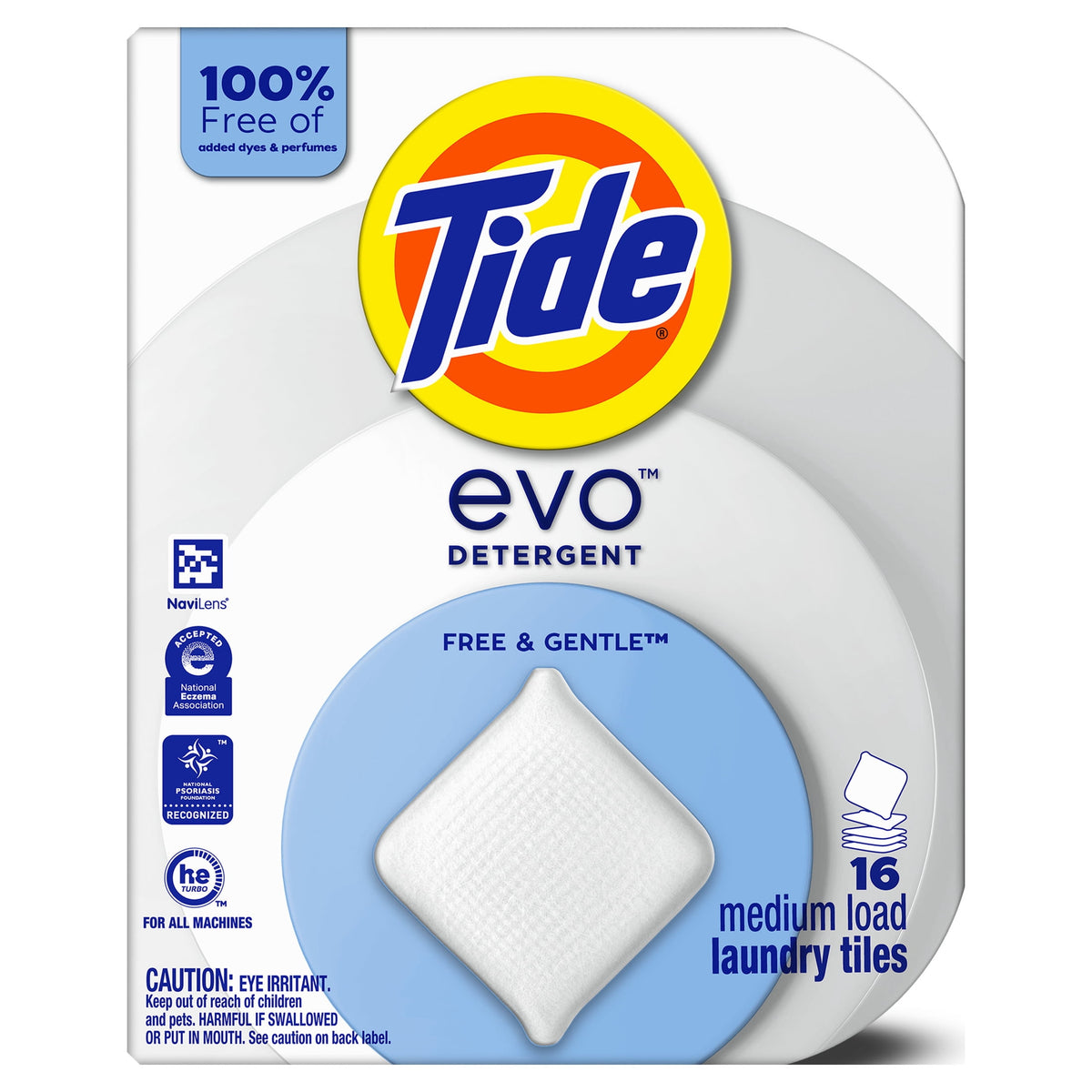Tide Evo Free & Gentle Laundry Detergent Tiles Unscented 16 Count