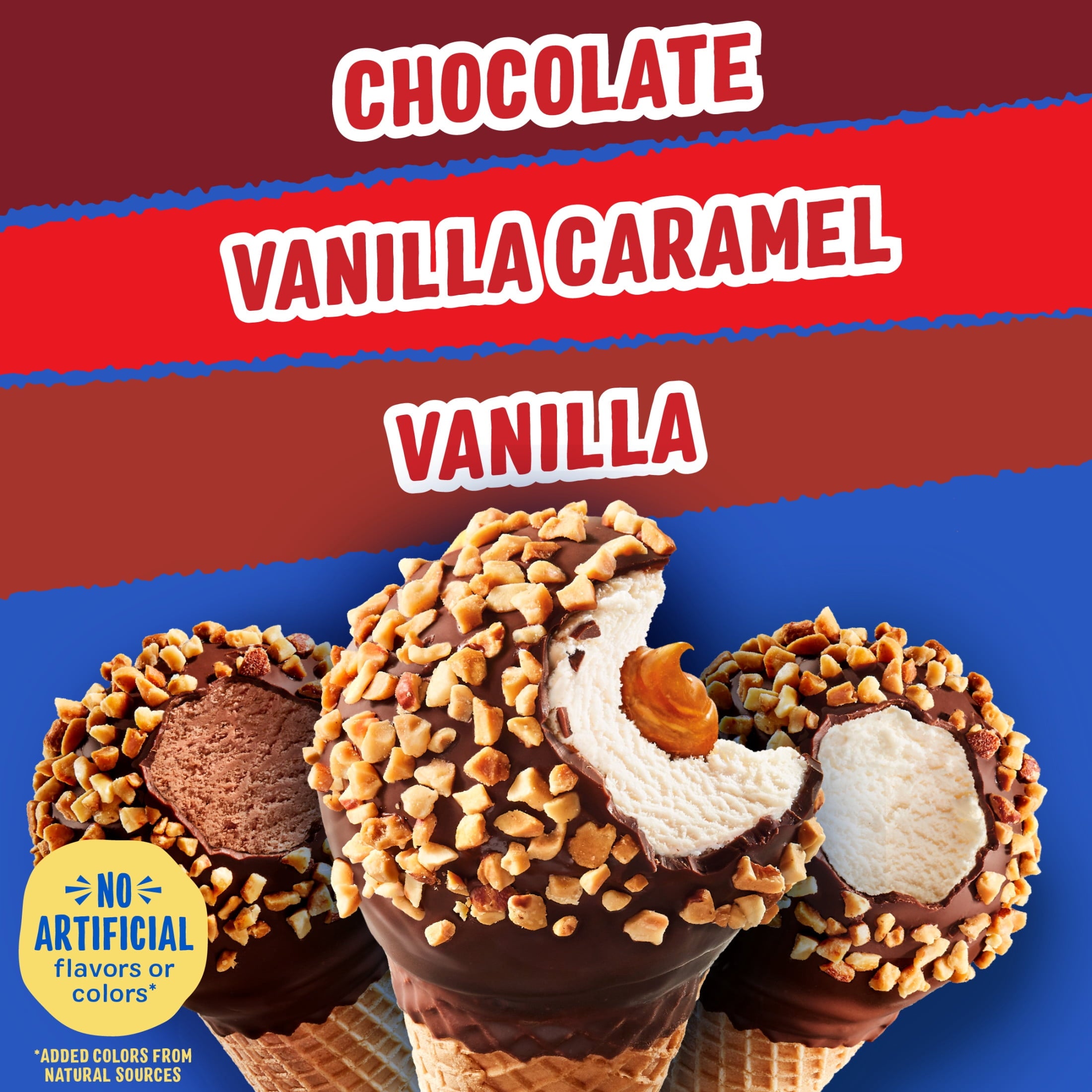 Drumstick Chocolate Vanilla Caramel Sundae Cones Variety Pack 8 Count 36.8 Fl Oz