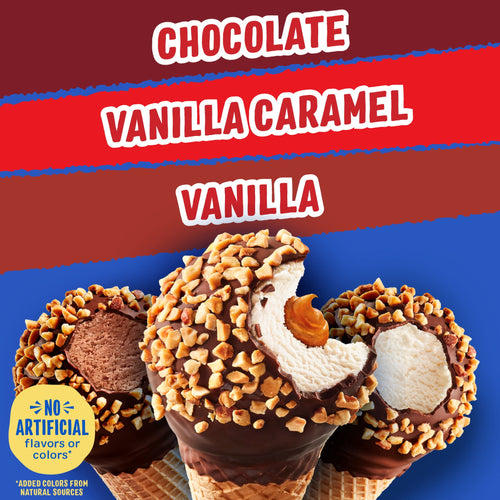Drumstick Chocolate Vanilla Caramel Sundae Cones Variety Pack 8 Count 36.8 Fl Oz