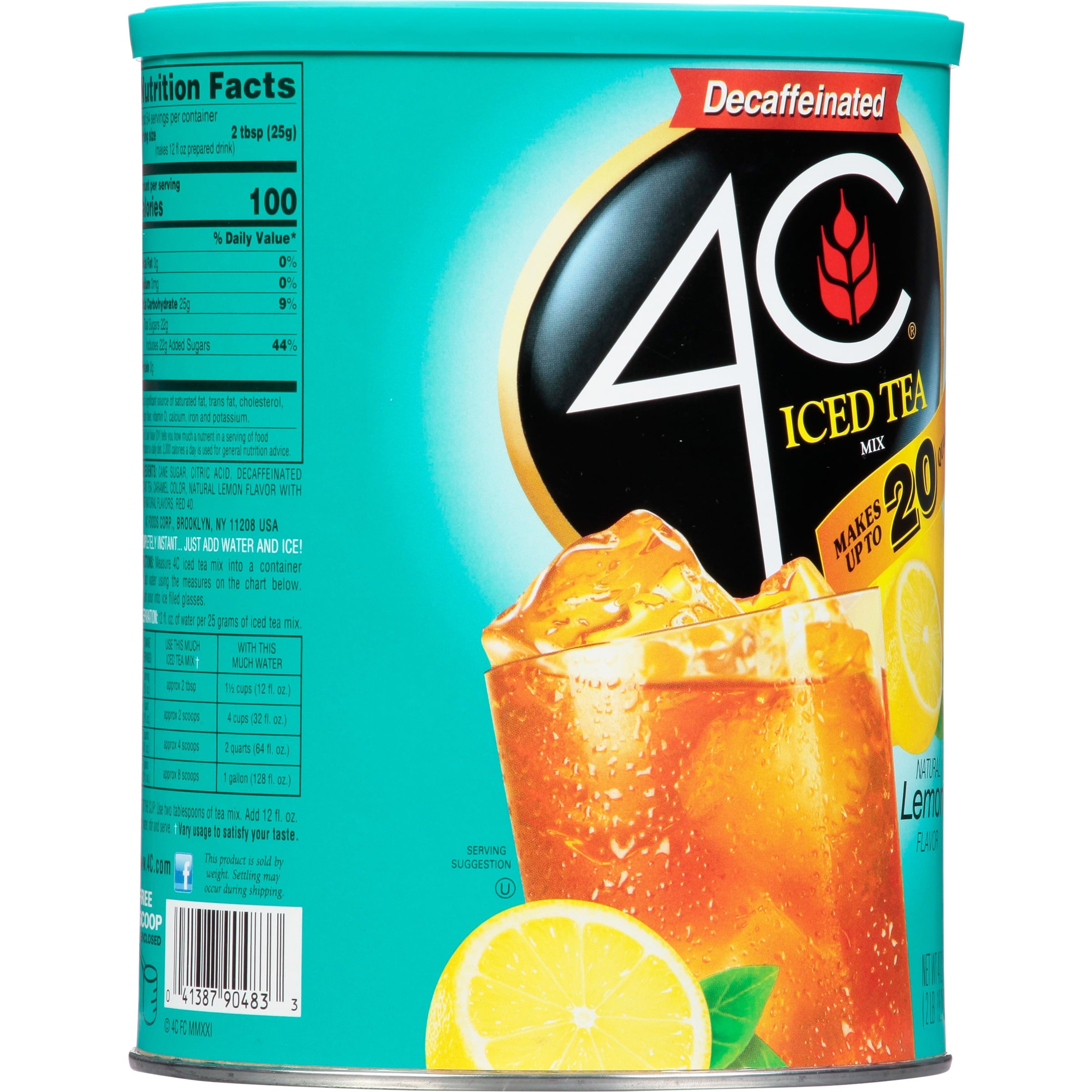 4C Decaf Naturally Decaffeinated Lemon Iced Tea Mix 47.2 oz Canister
