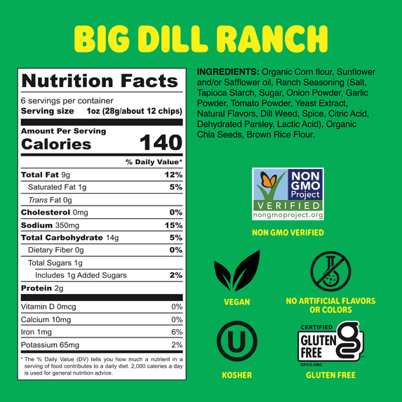 Big Dill Ranch Tortilla Chips 6 Oz Good Eat'n