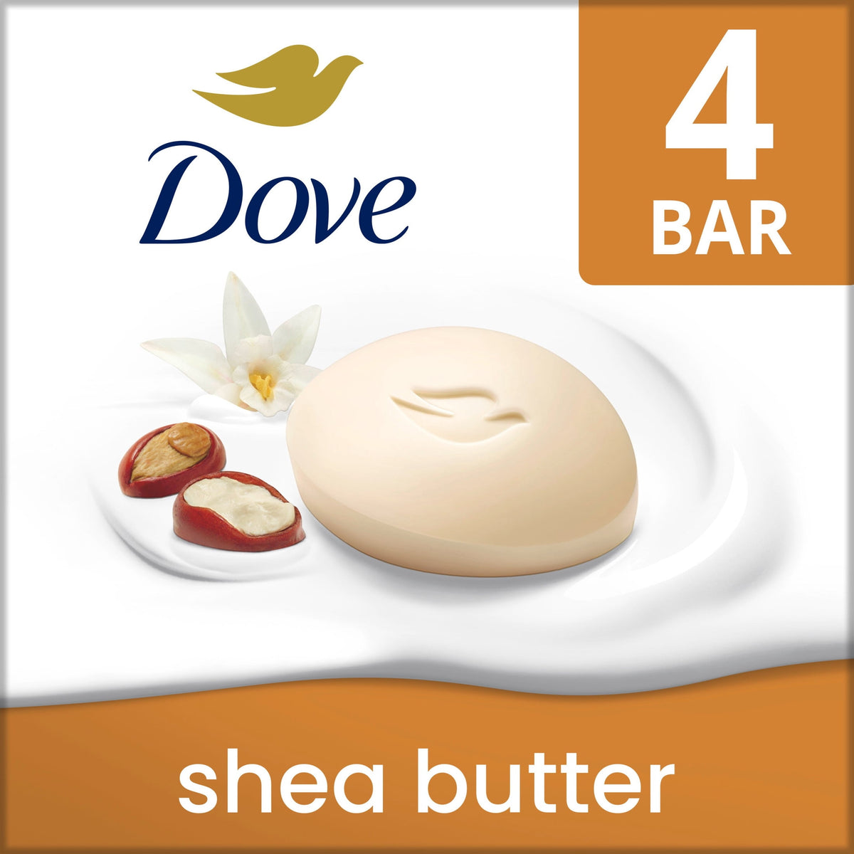 Dove Shea Butter Beauty Bar Soap Moisturizing 3.75 oz 4 Bars