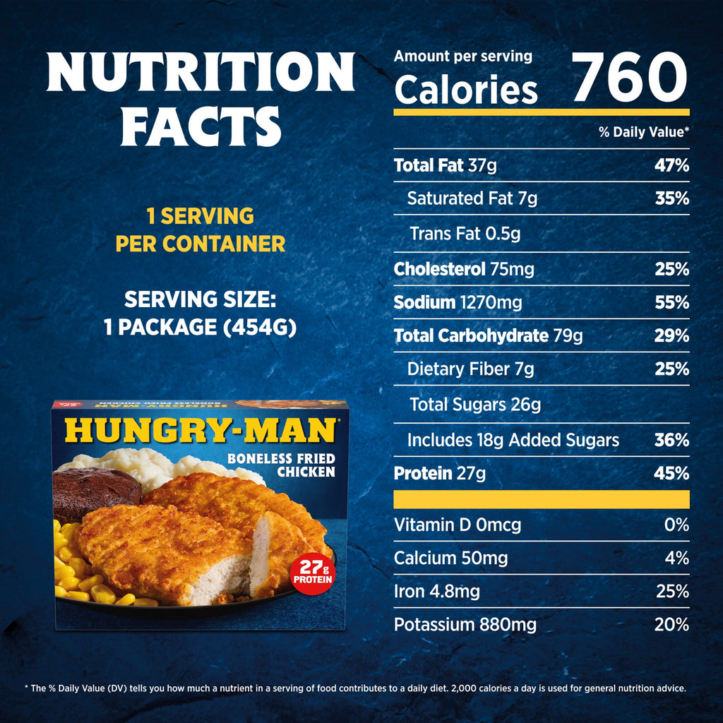 Hungry-Man Boneless Fried Chicken Frozen Meal 16 Oz