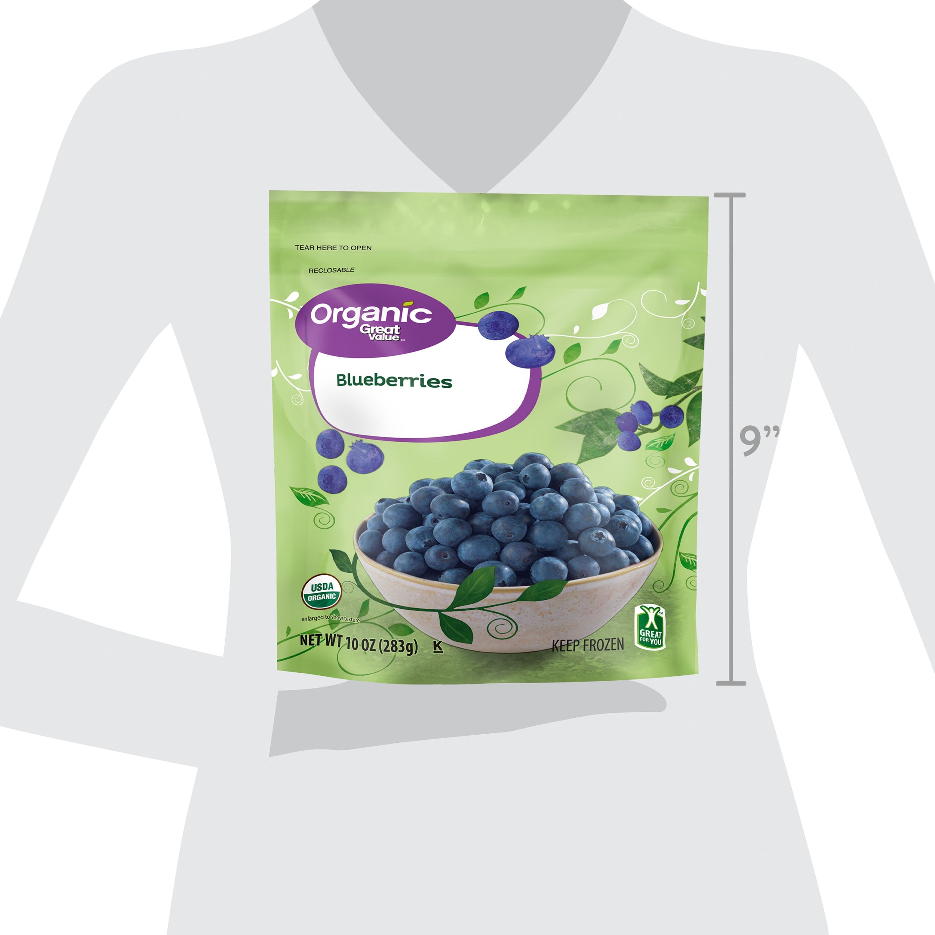 Great Value Organic Blueberries Frozen 10 Oz