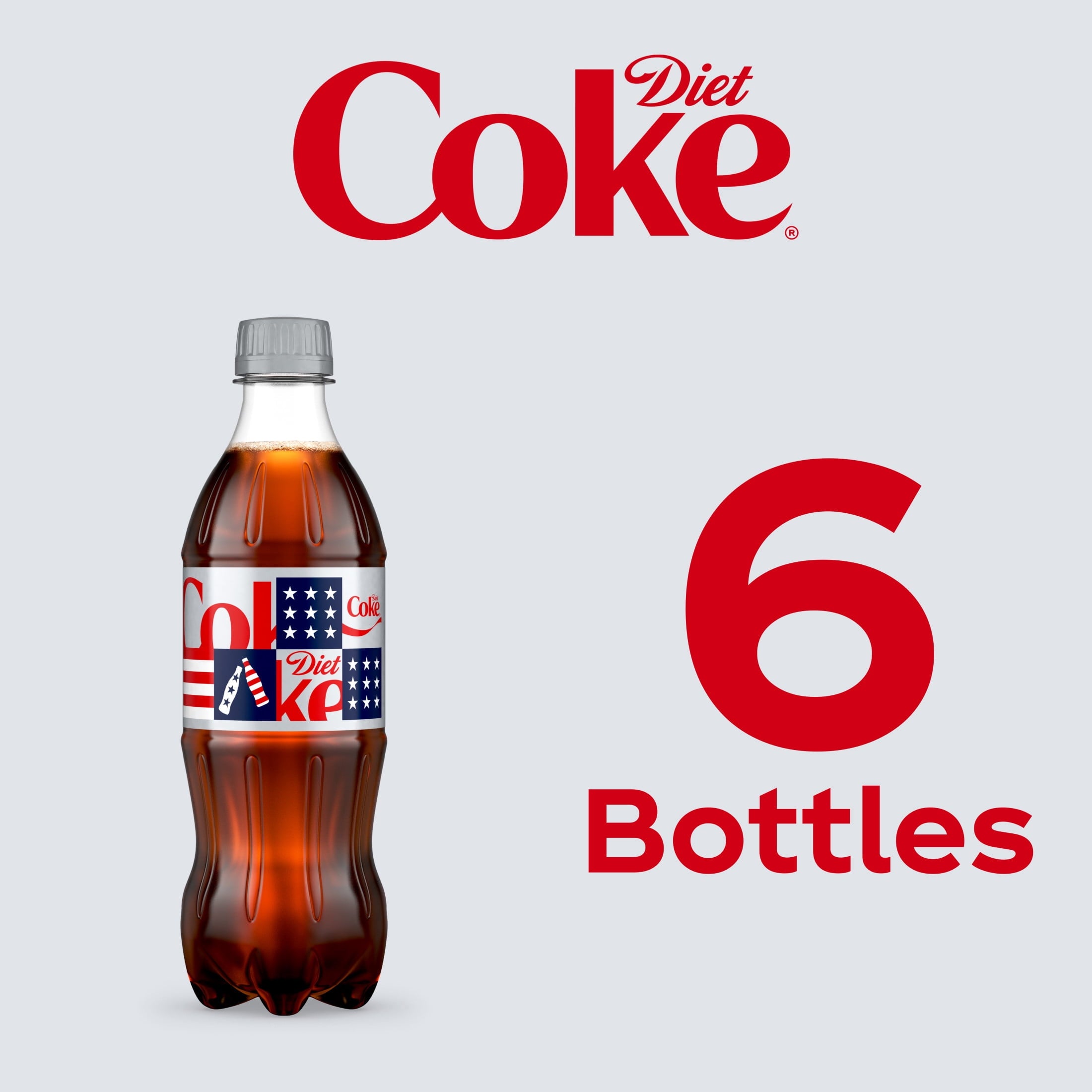 Soda Pop Bottles 16.9 Fl Oz 6 Pack Diet Coke