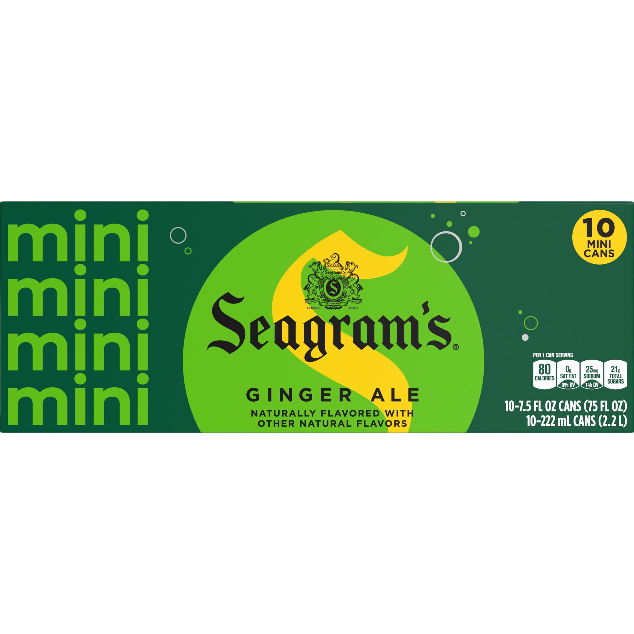 Seagram's Ginger Ale Soda Pop Mini Cans 7.5 Fl Oz 10 Pack