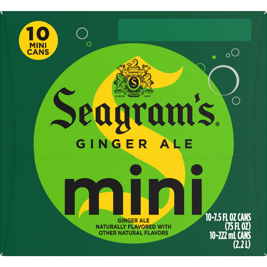 Seagram's Ginger Ale Soda Pop Mini Cans 7.5 Fl Oz 10 Pack